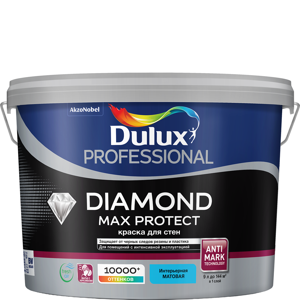 Изображение товара Декоративная интерьеровая краска Dulux Diamond Max Protect мат 9л для интенсивных нагрузок