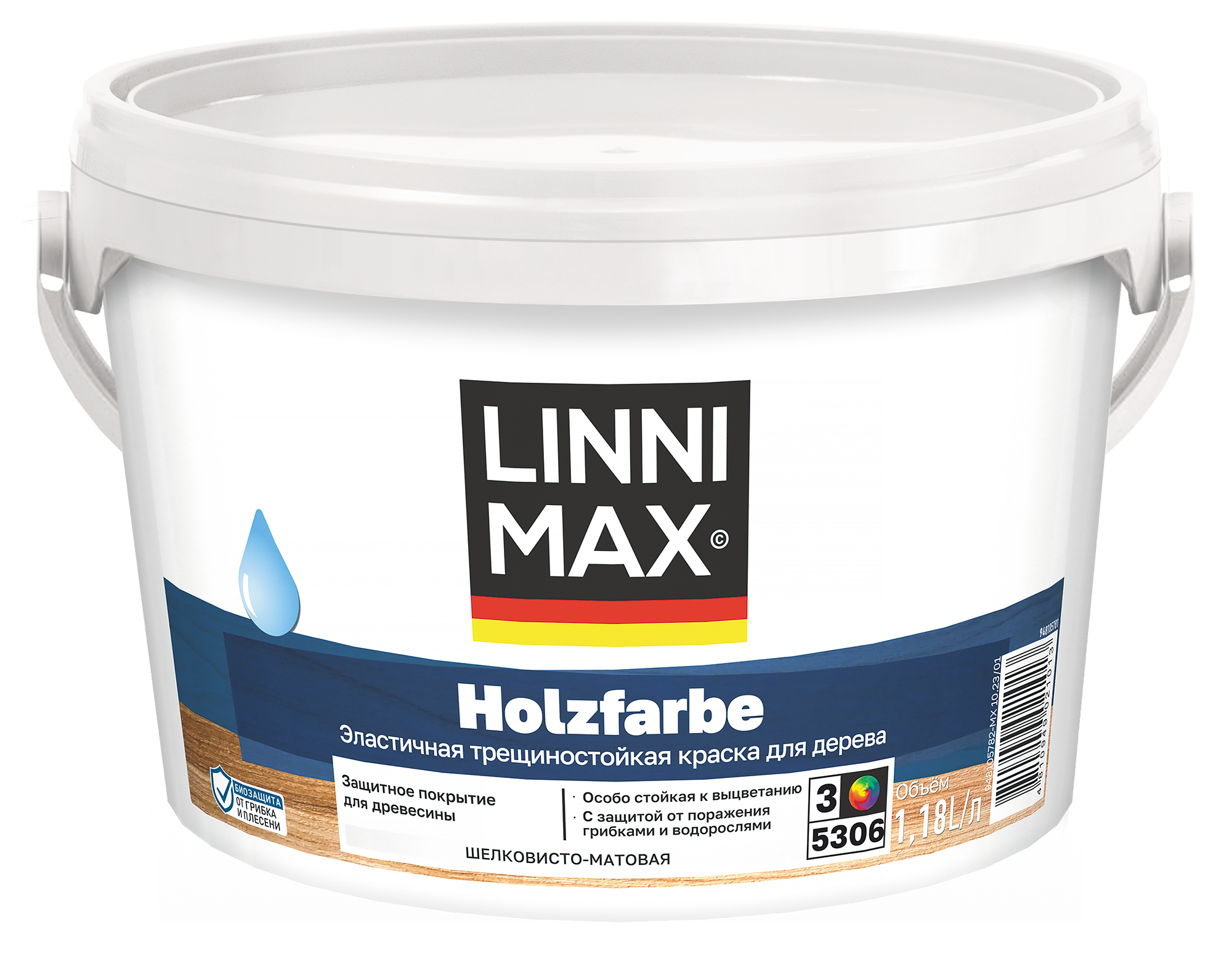 Изображение товара Водно-дисперсионная краска LINNIMAX Holzfarbe База 3 для фасадных работ 1,18 л