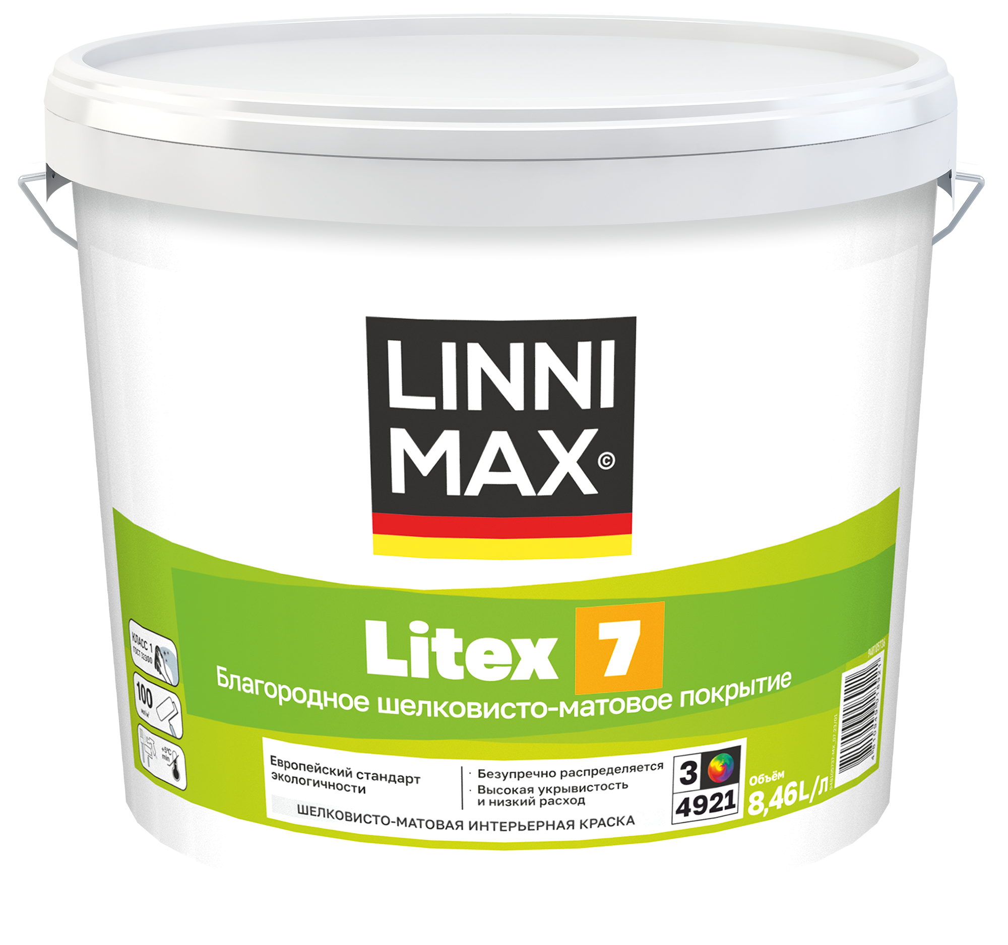 Изображение товара Краска водно-дисперсионная для внутренних работ LINNIMAX Litex 7 8,46 л база 3