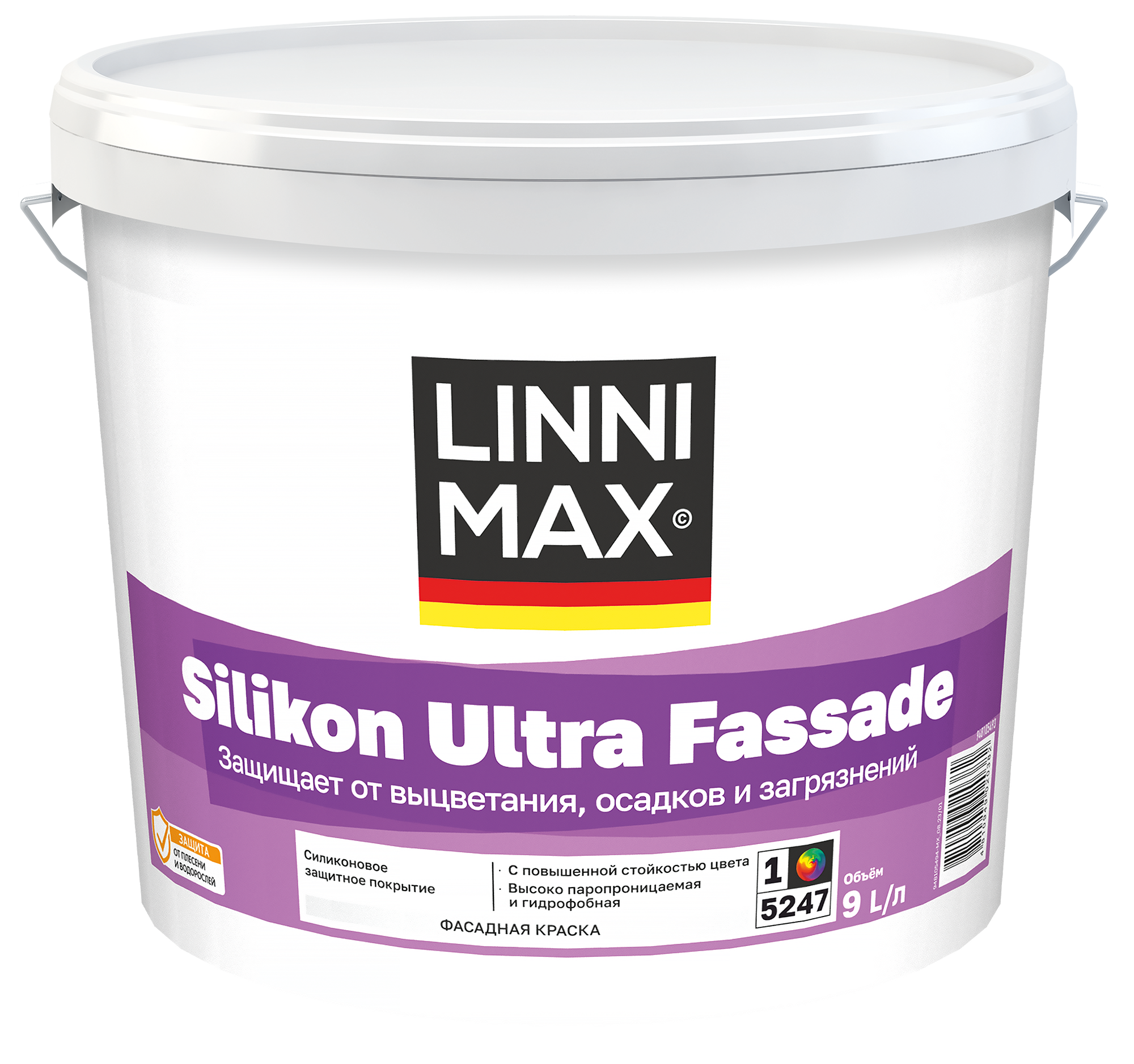 Изображение товара Краска силиконовая LINNIMAX Silikon Ultra Fassade для наружных фасадных работ 9 л