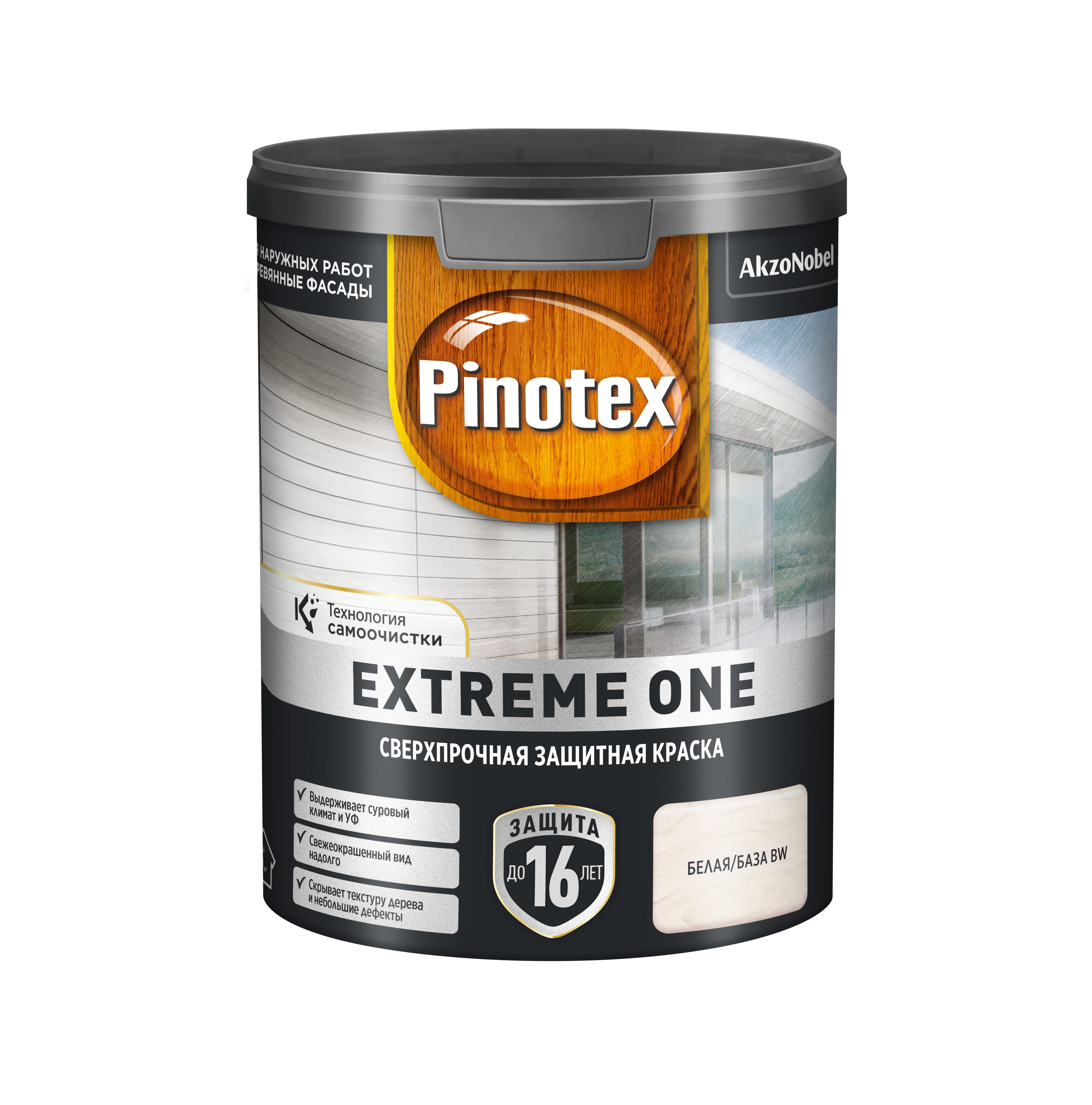 Изображение товара Краска для дерева Pinotex Extreme One BW 0,9л влагостойкая фасадная
