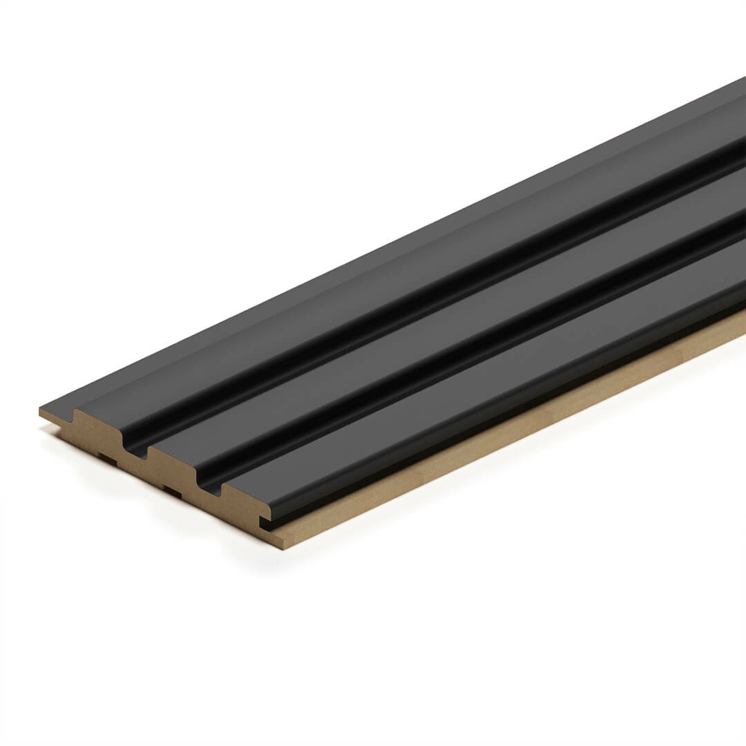 ПанельСтеноваяРеечнаяМДФStellaBeatsDeLuxeBlackLead2700x119x16мм