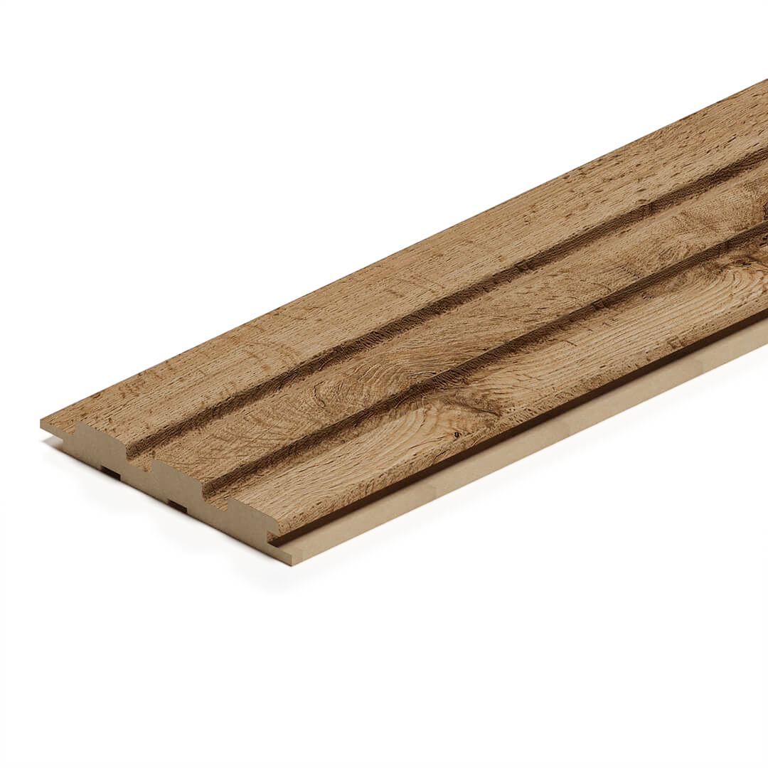 Изображение товара Панель стеновая реечная МДФ Stella Beats Light Пекан 2700x119x16 мм