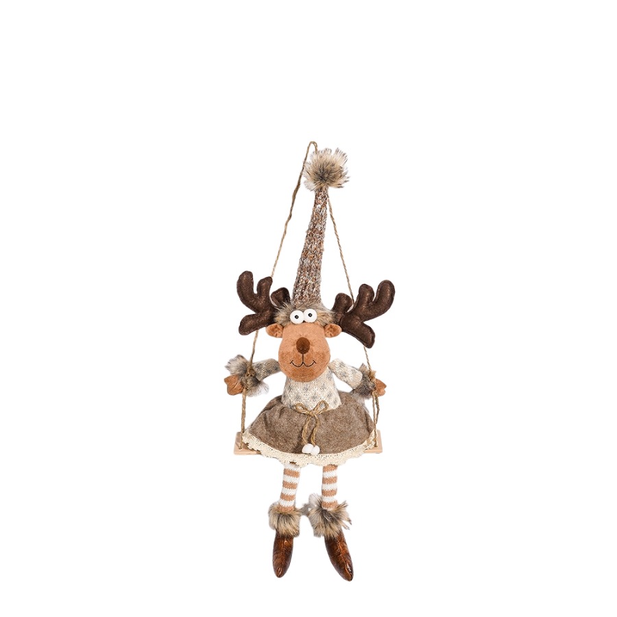 Изображение товара Новогодний декор Олень на качелях 53 см праздничный зимний декор