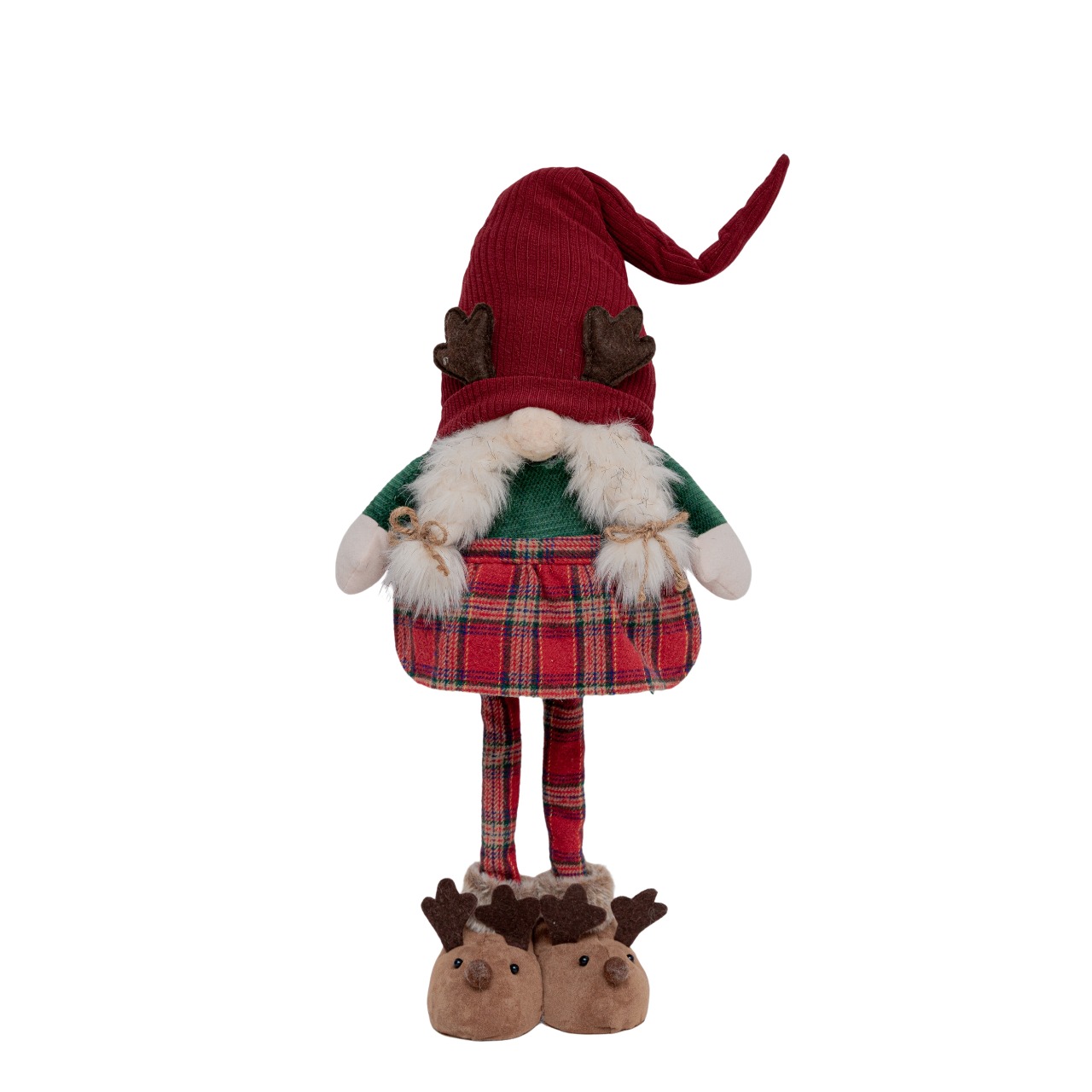 Изображение товара Новогодний декор Санта в красном колпаке с косичками 80 см  украшение для праздника