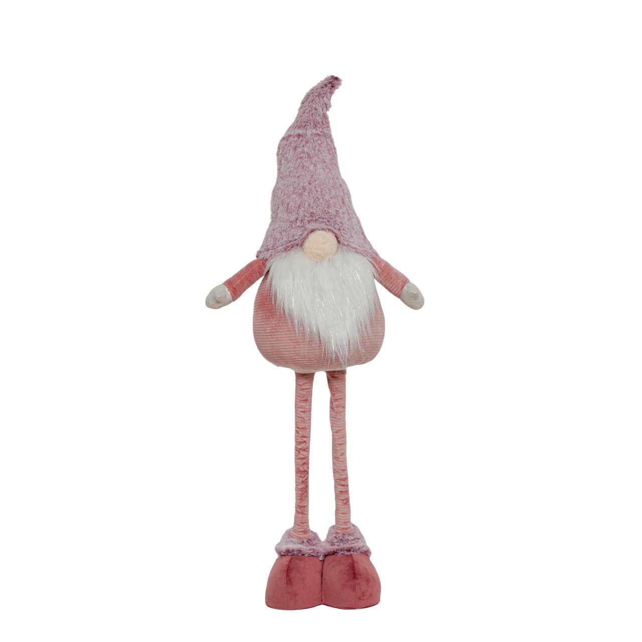 Изображение товара Новогодний декоративный Санта в розовом плюшевом колпаке с регулируемой высотой 50-70 см