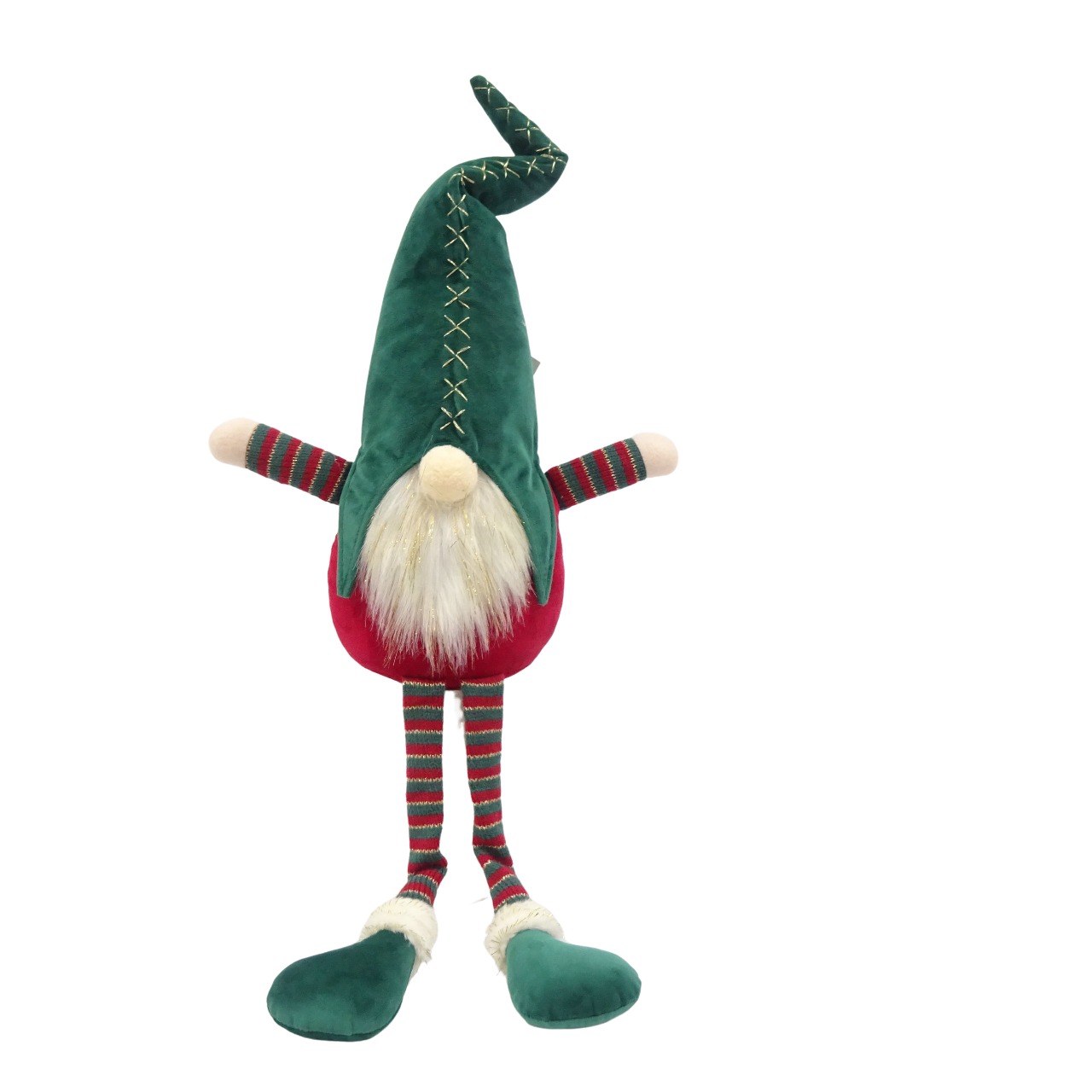 Изображение товара Новогодний декор Санта с болтающимися ногами в зеленом колпаке 66 см