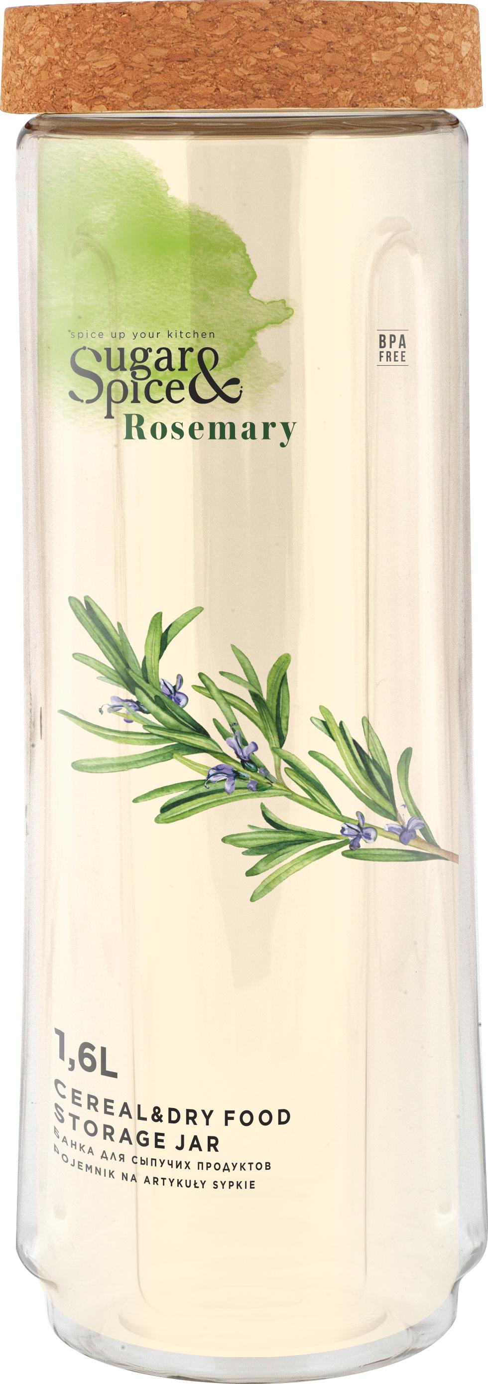 Изображение товара Банка для сыпучих продуктов Sugar&Spice Rosemary 1,6л с пробковой крышкой
