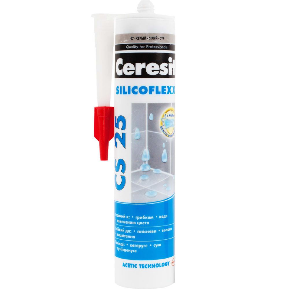 Изображение товара Затирка силиконовая Церезит CS25/280 серая 280 мл для швов