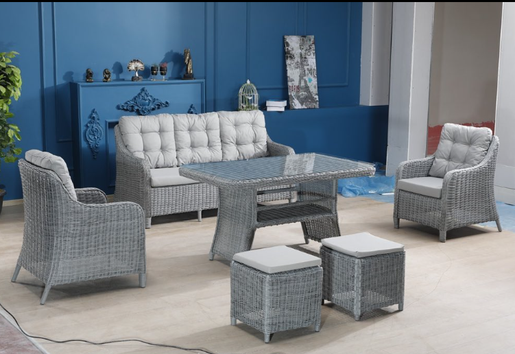 Изображение товара Набор садовой мебели TAKSIM из искусственного ротанга, стол, диван, 2 кресла и пуфа