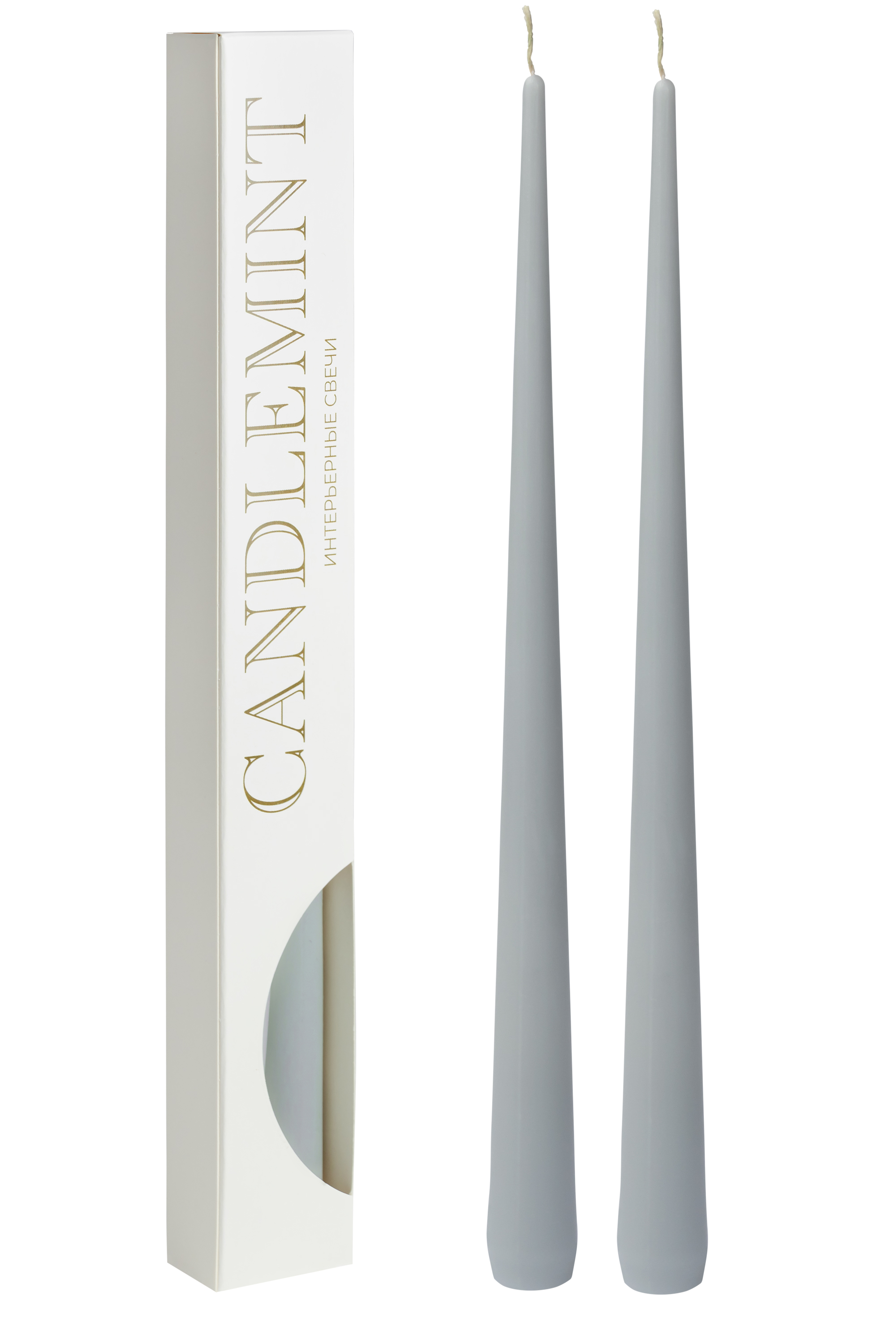 Изображение товара Набор конусных свечей Candlemint серый 29 см 2 шт декоративные свечи