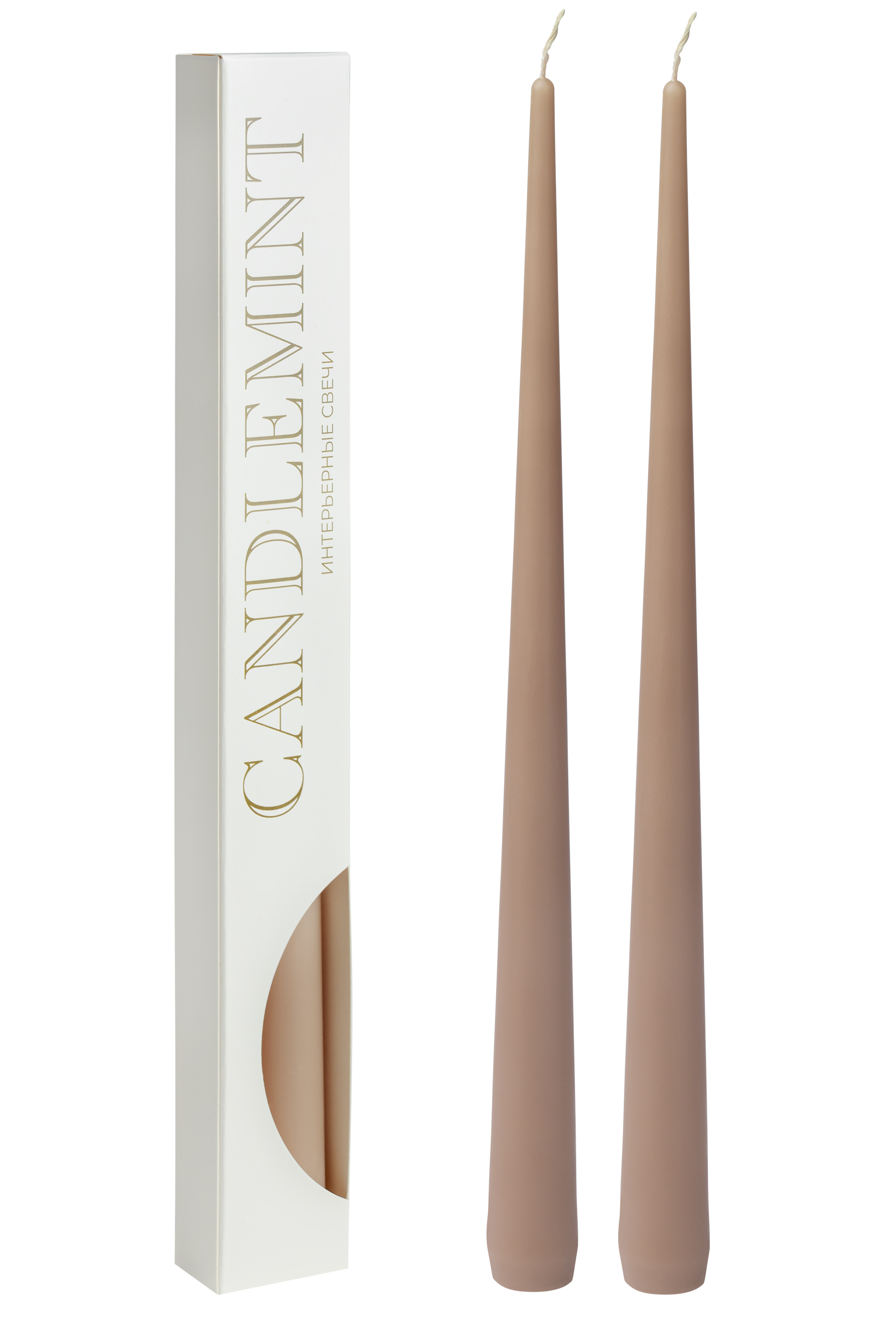 Изображение товара Набор конусных свечей Candlemint бежевый 29 см 2 шт для интерьера и мероприятий