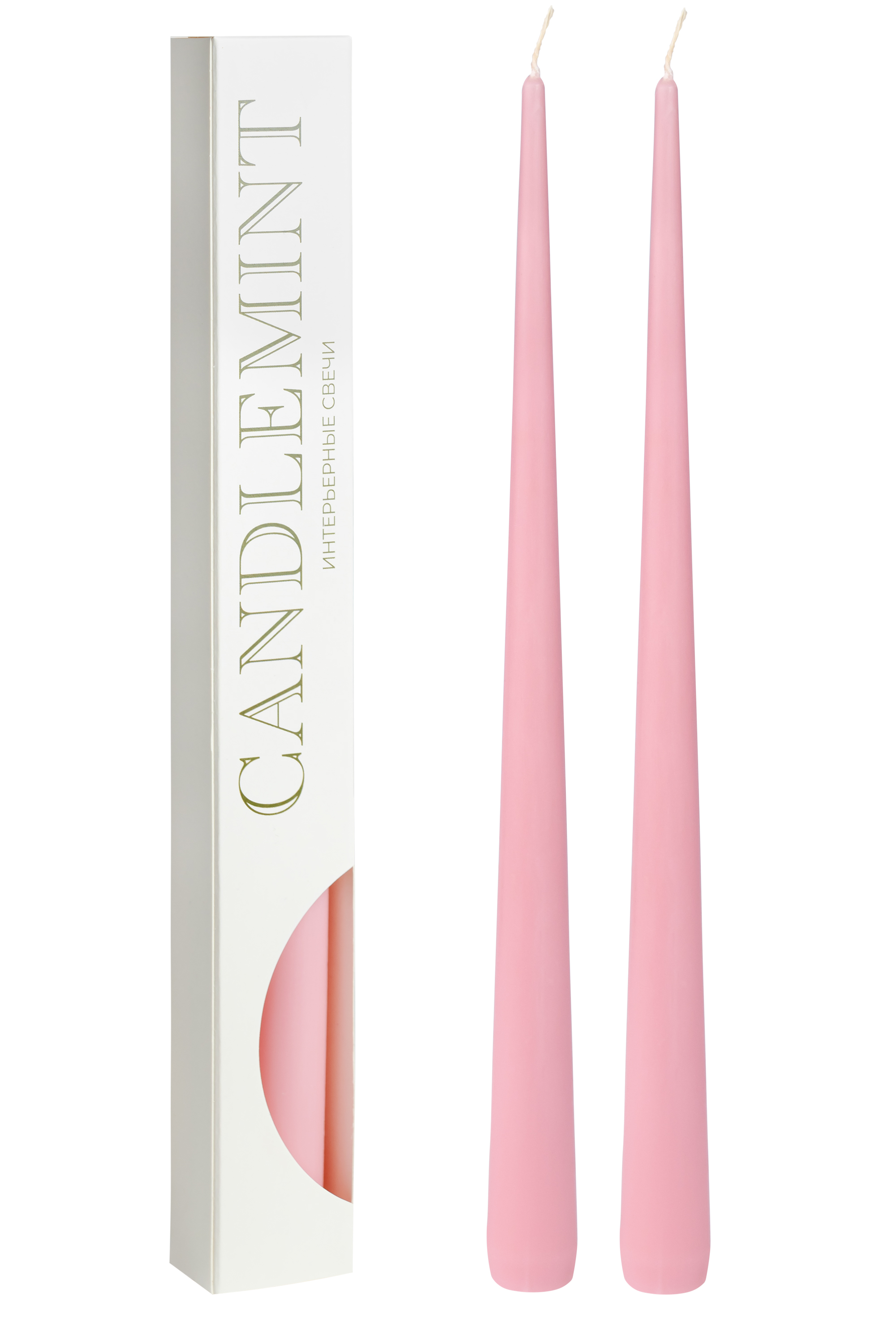 Изображение товара Набор конусных свечей Candlemint розовые 29 см 2 шт для интерьера и мероприятий