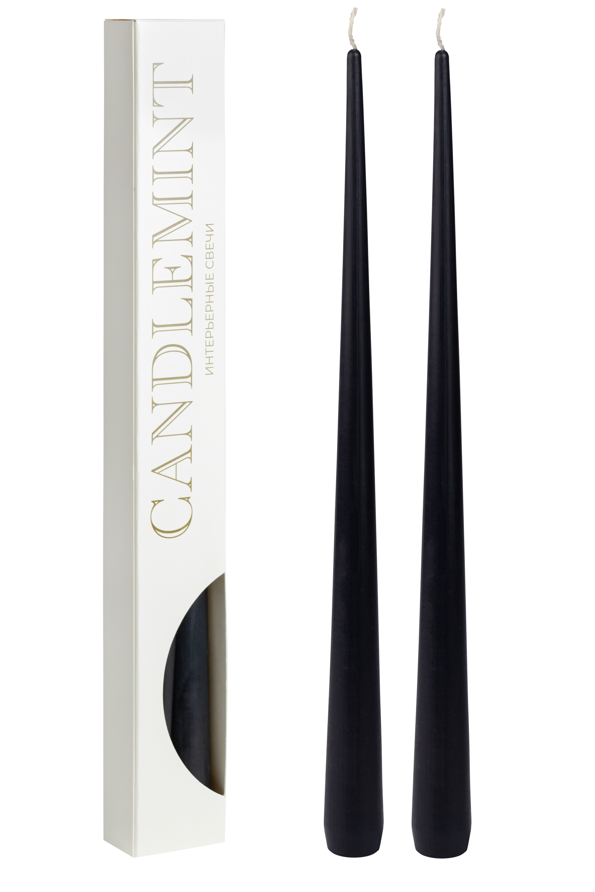 Изображение товара Набор конусных свечей Candlemint  черный 29 см 2 шт для интерьера и праздника