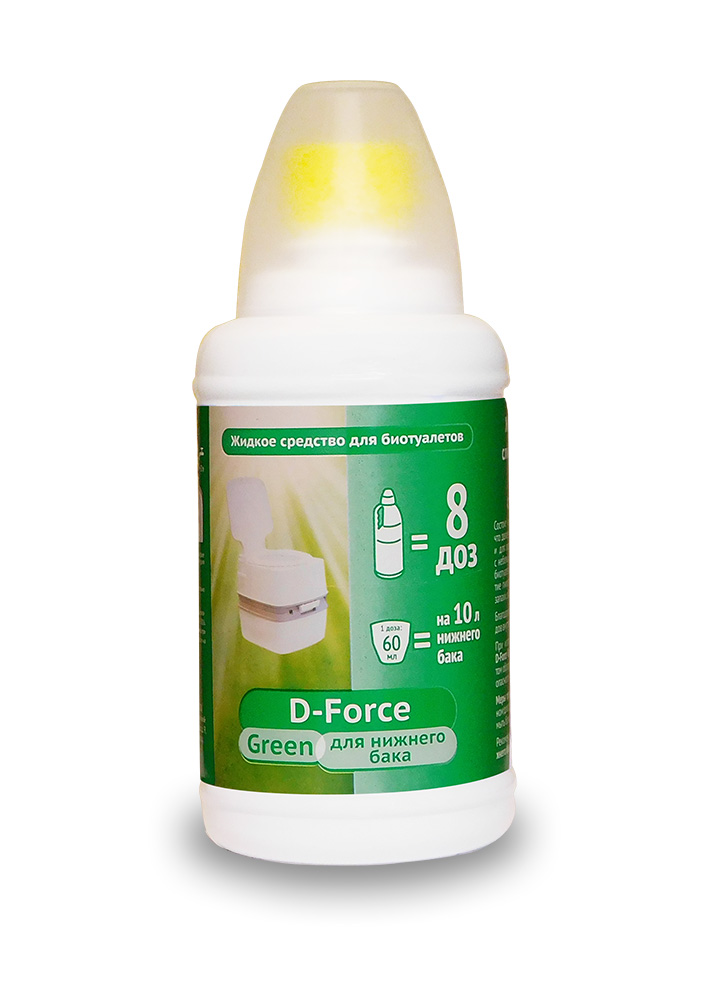 Изображение товара Жидкое средство для биотуалетов D-Force Green 0,5л эффективное растворение отходов