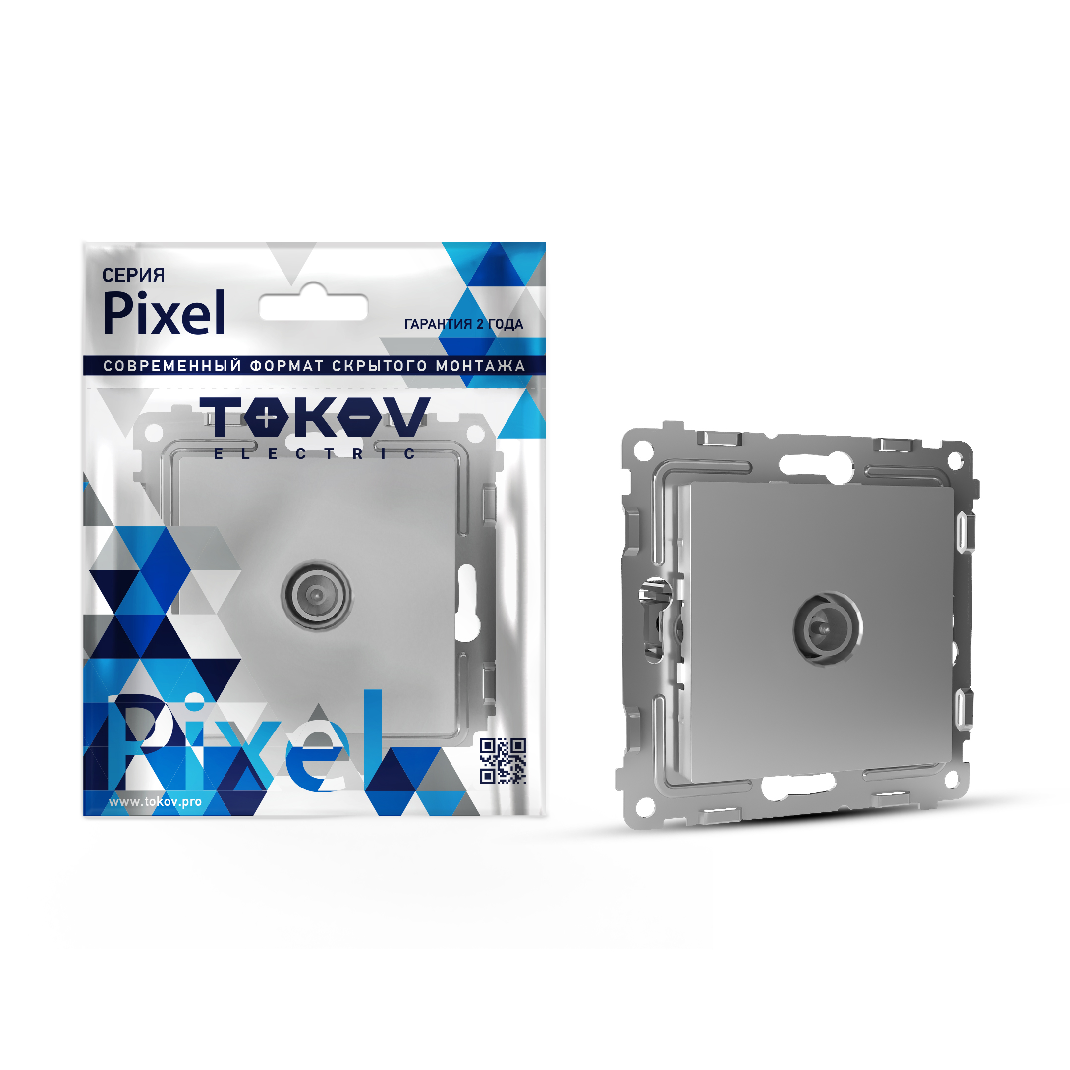 Изображение товара Розетка TV 1 пост TOKOV ELECTRIC PIXEL алюминий