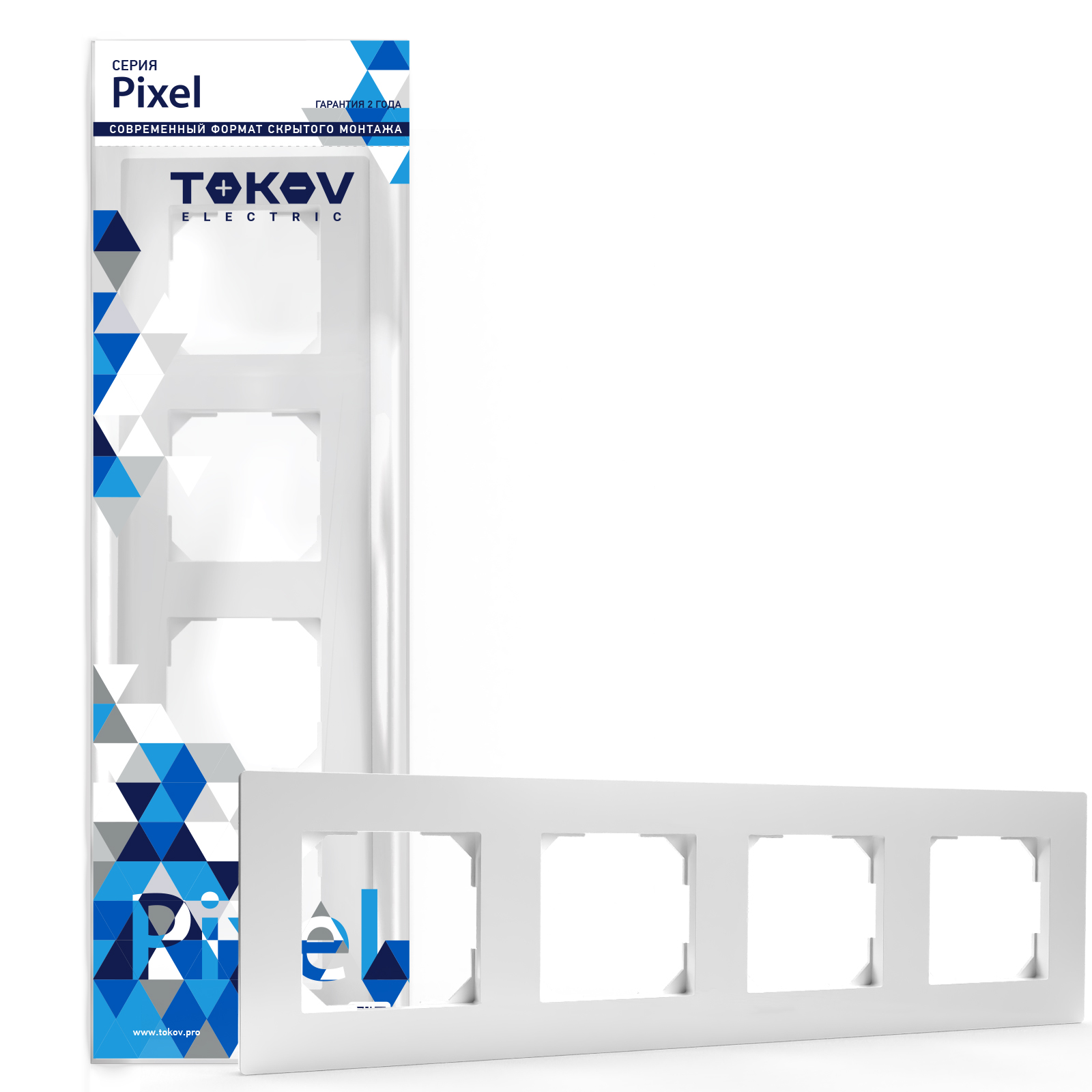 Изображение товара Рамка 4 поста TOKOV ELECTRIC PIXEL белый