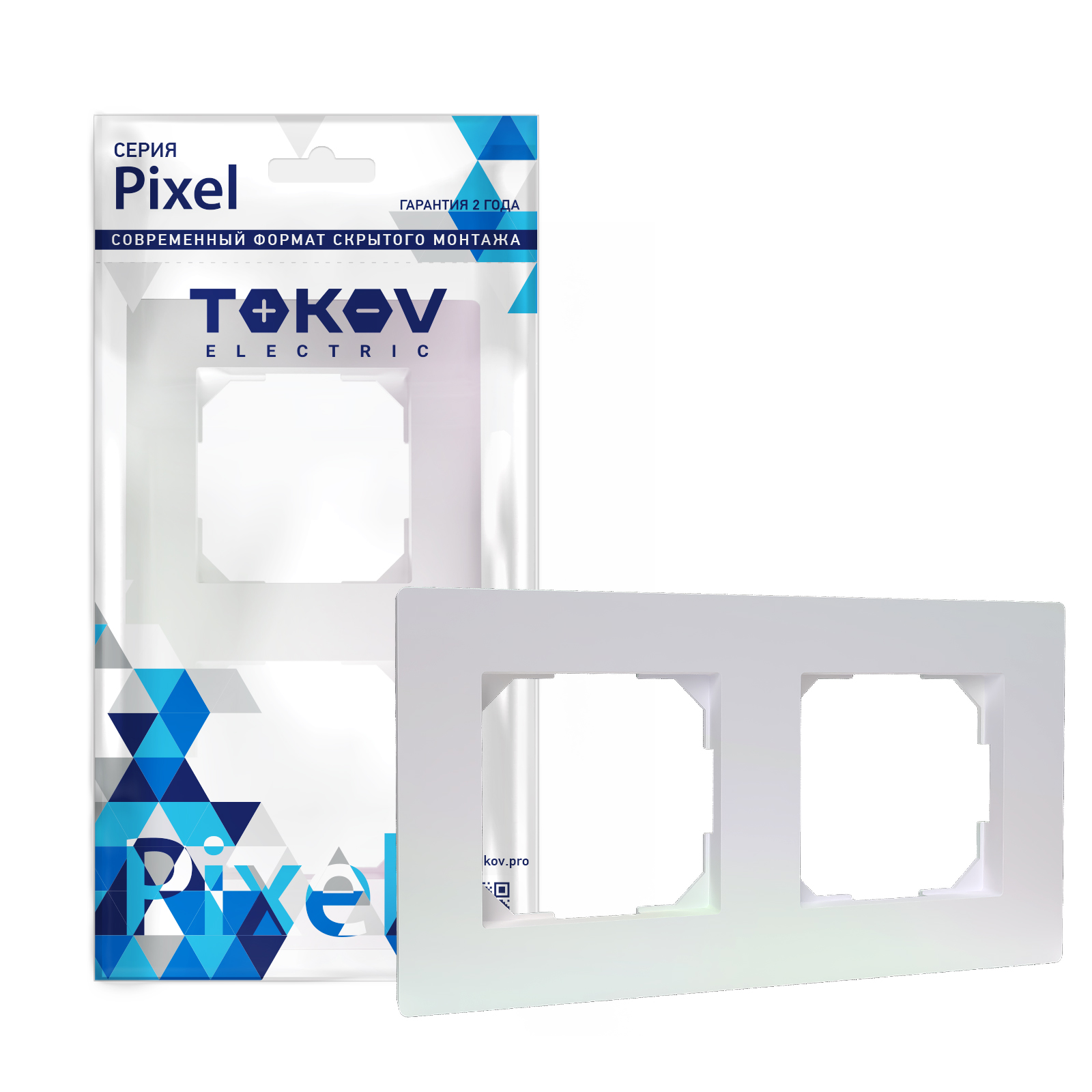 Изображение товара Рамка 2 поста TOKOV ELECTRIC PIXEL перламутр