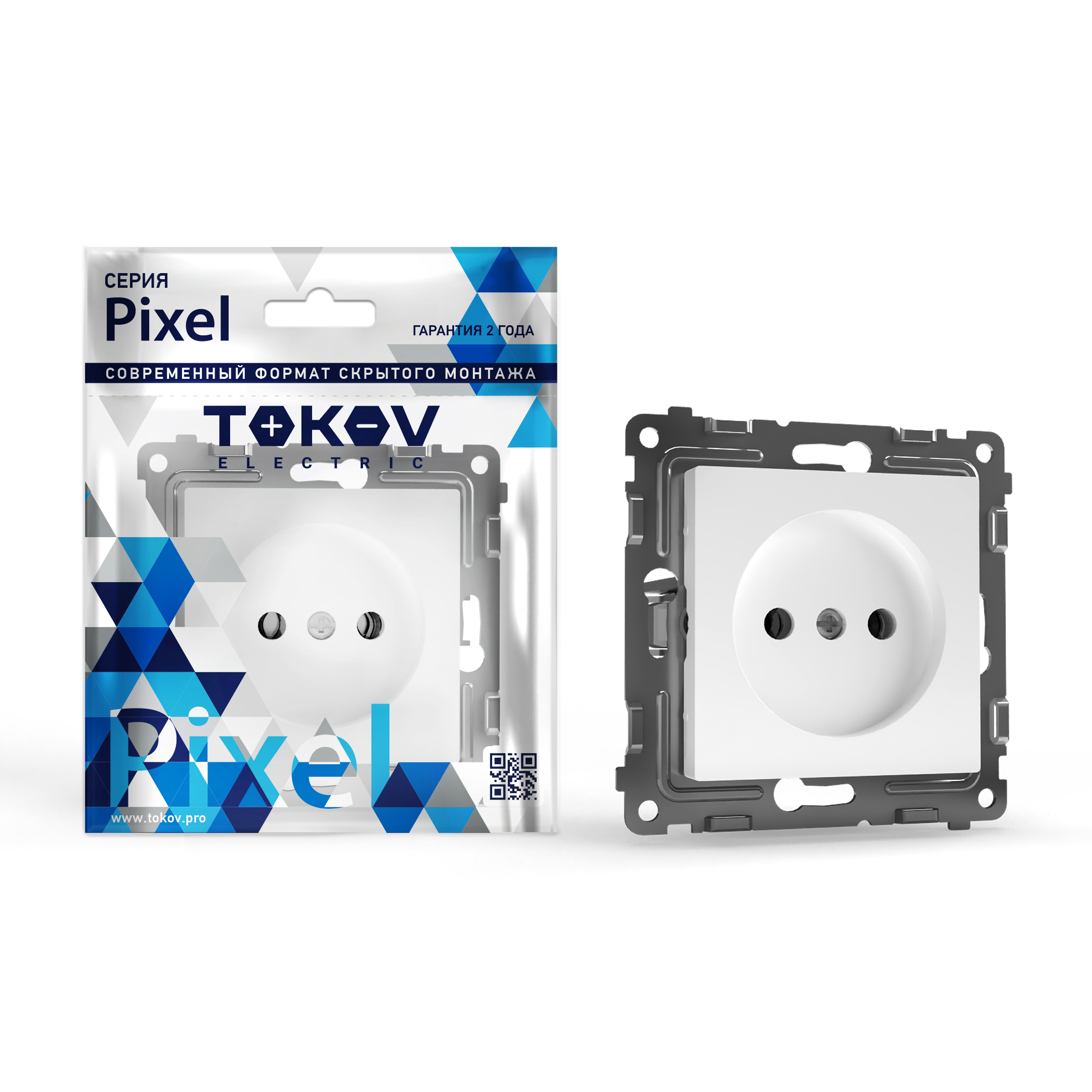Изображение товара Розетка электрическая 1 пост TOKOV ELECTRIC PIXEL белый