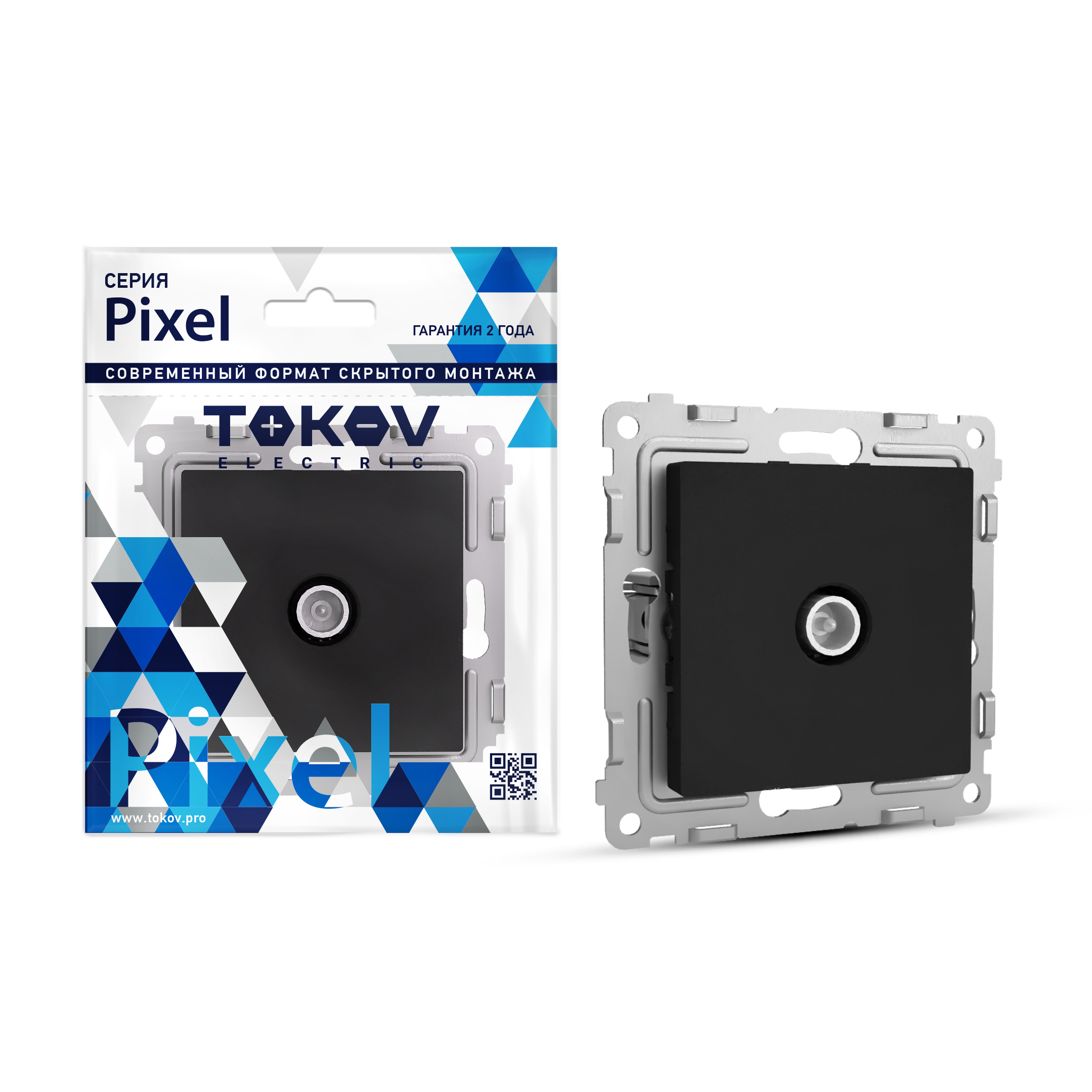 Изображение товара Розетка TV 1 пост TOKOV ELECTRIC PIXEL карбон