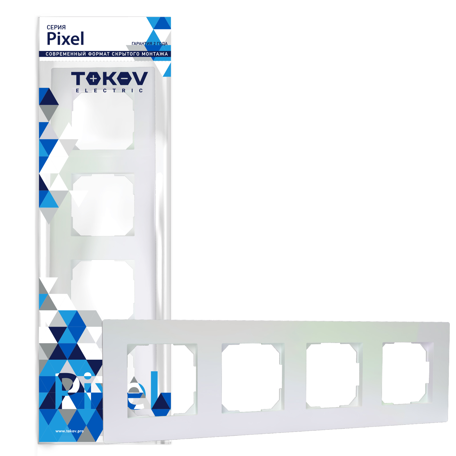 Изображение товара Рамка 4 поста TOKOV ELECTRIC PIXEL перламутр