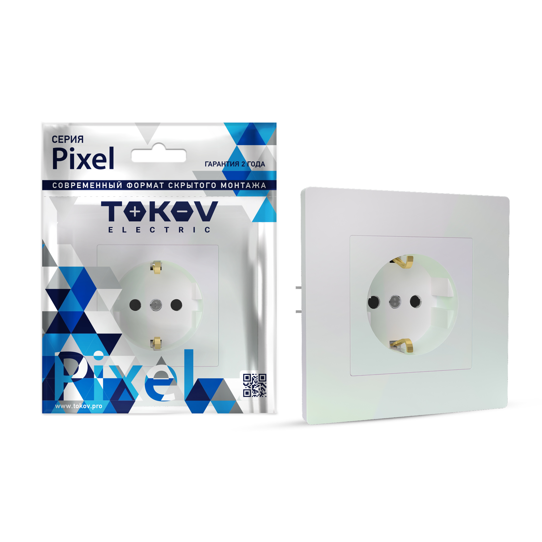 Изображение товара Розетка электрическая TOKOV ELECTRIC PIXEL 1792297 перламутр