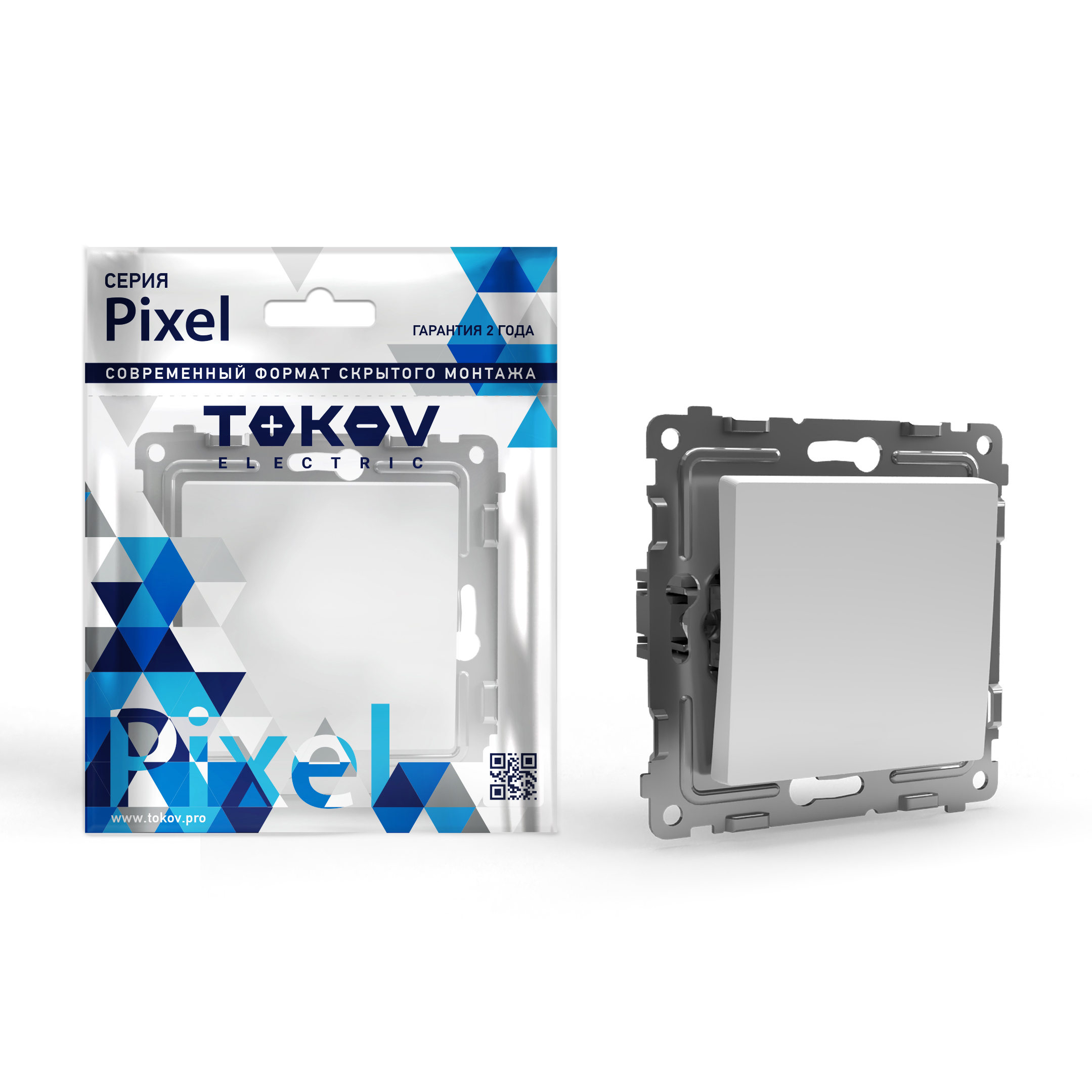 Изображение товара Выключатель 1-клавишный TOKOV ELECTRIC PIXEL 1791360 белый