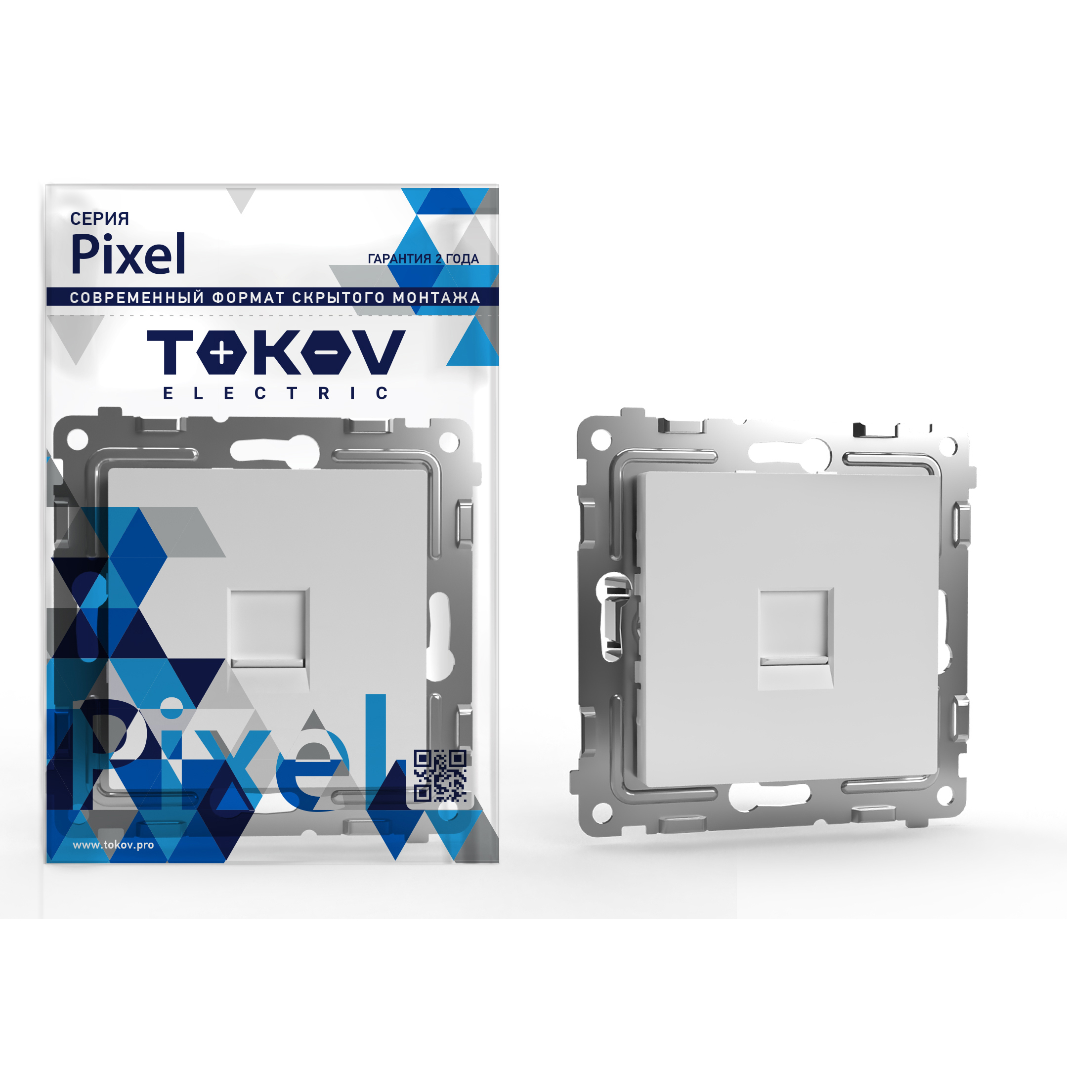 Изображение товара Розетка RJ-11 1 пост TOKOV ELECTRIC PIXEL белая