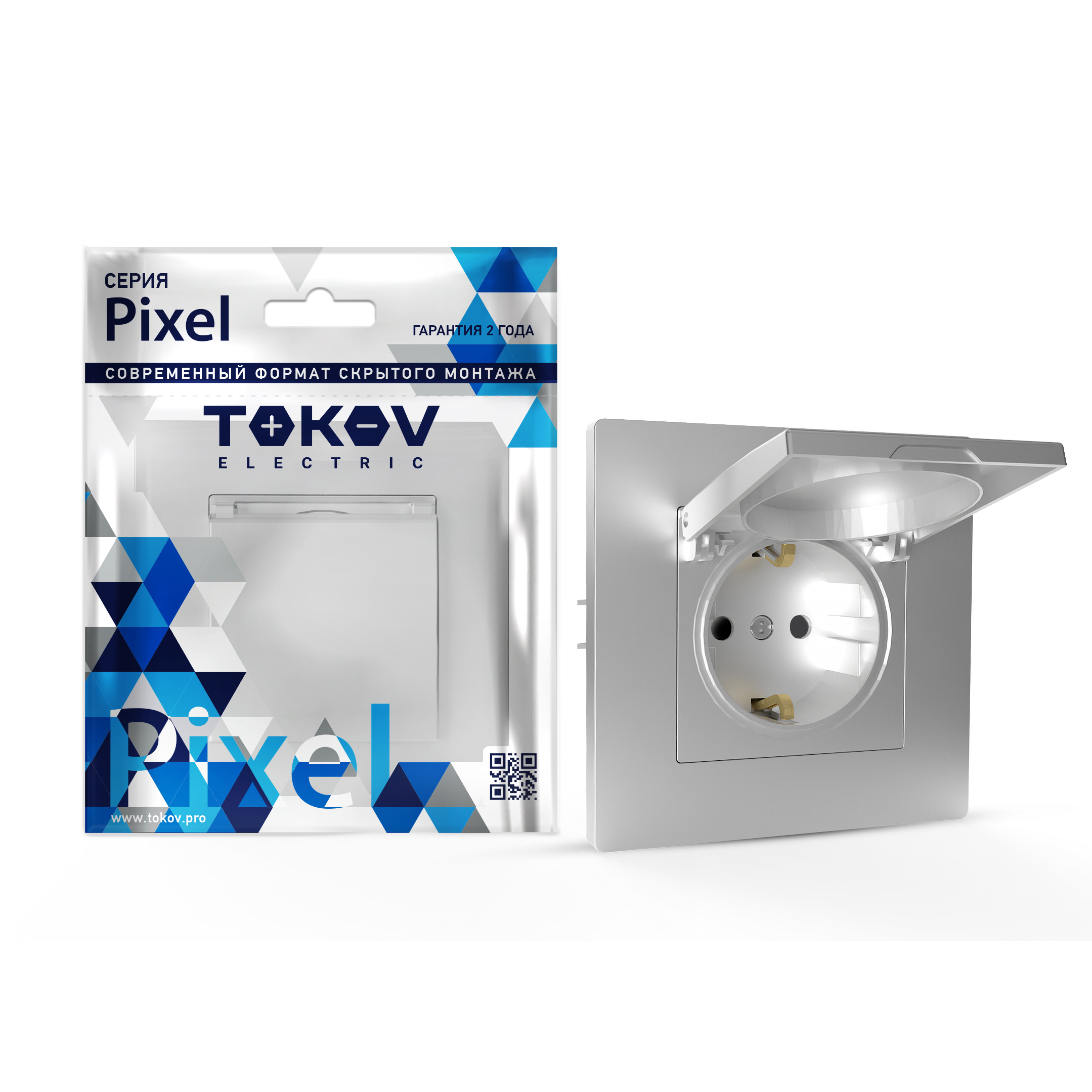 Изображение товара Розетка электрическая TOKOV ELECTRIC PIXEL 1792270 алюминий