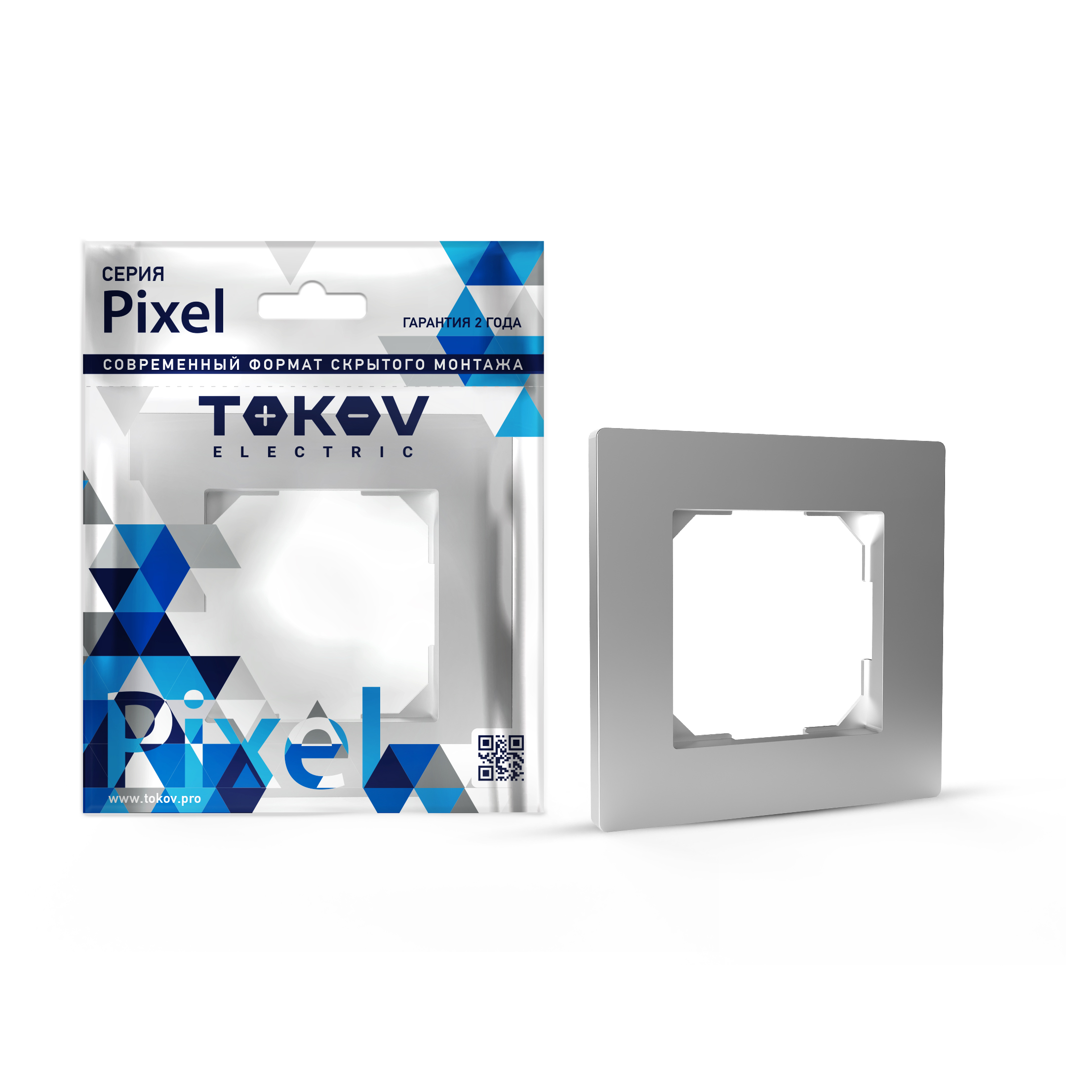 Изображение товара Рамка 1 пост для электроприборов TOKOV ELECTRIC PIXEL алюминий