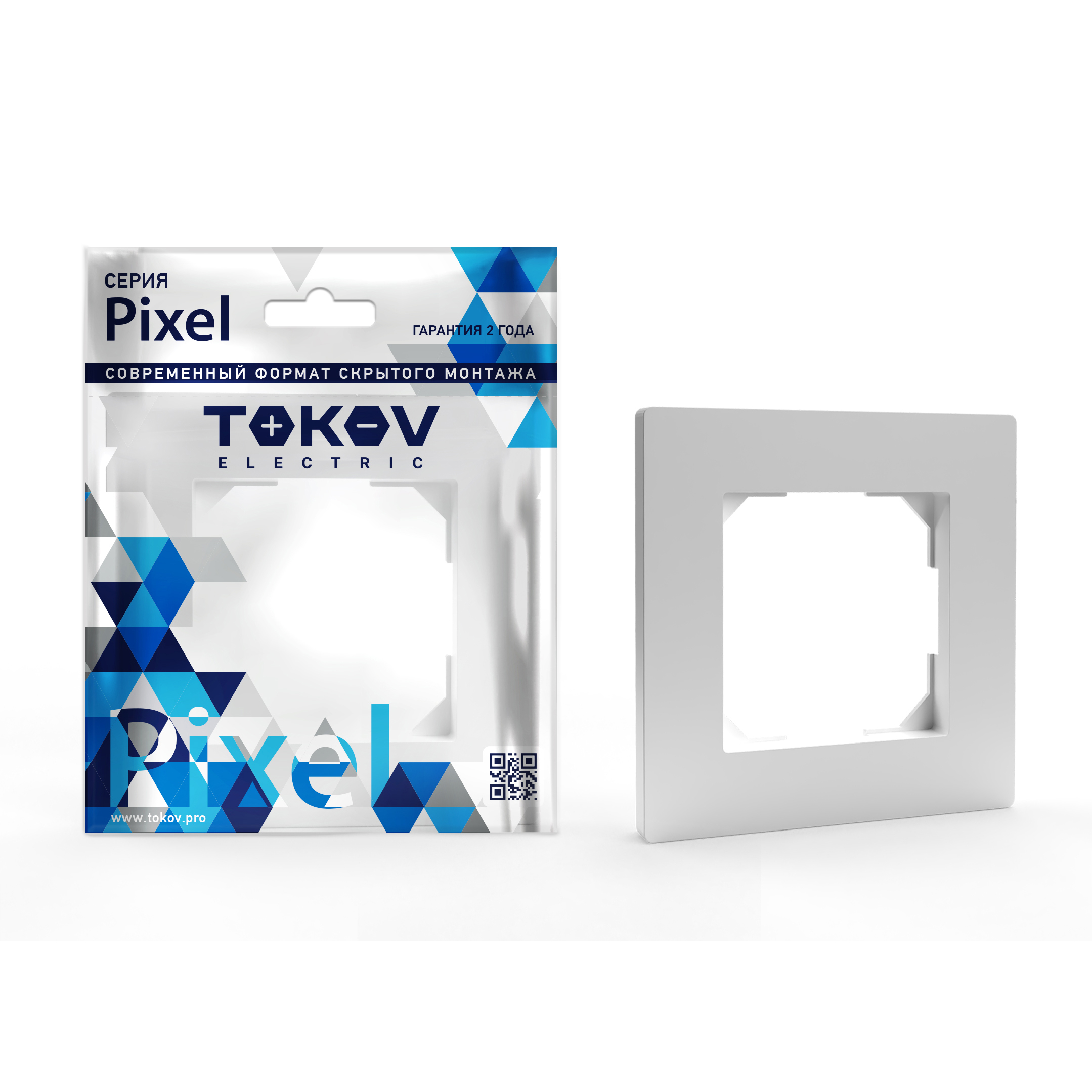 Изображение товара Рамка 1 пост TOKOV ELECTRIC PIXEL белая для электрических установок