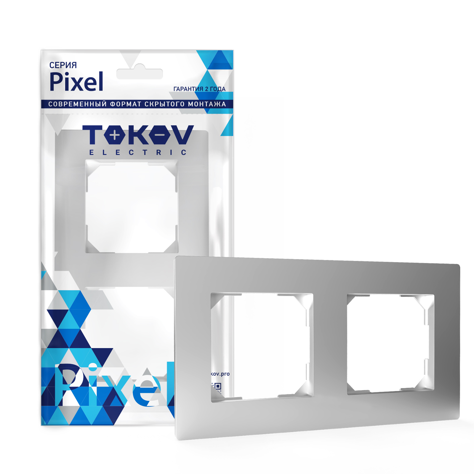Изображение товара Рамка 2 поста TOKOV ELECTRIC PIXEL алюминий
