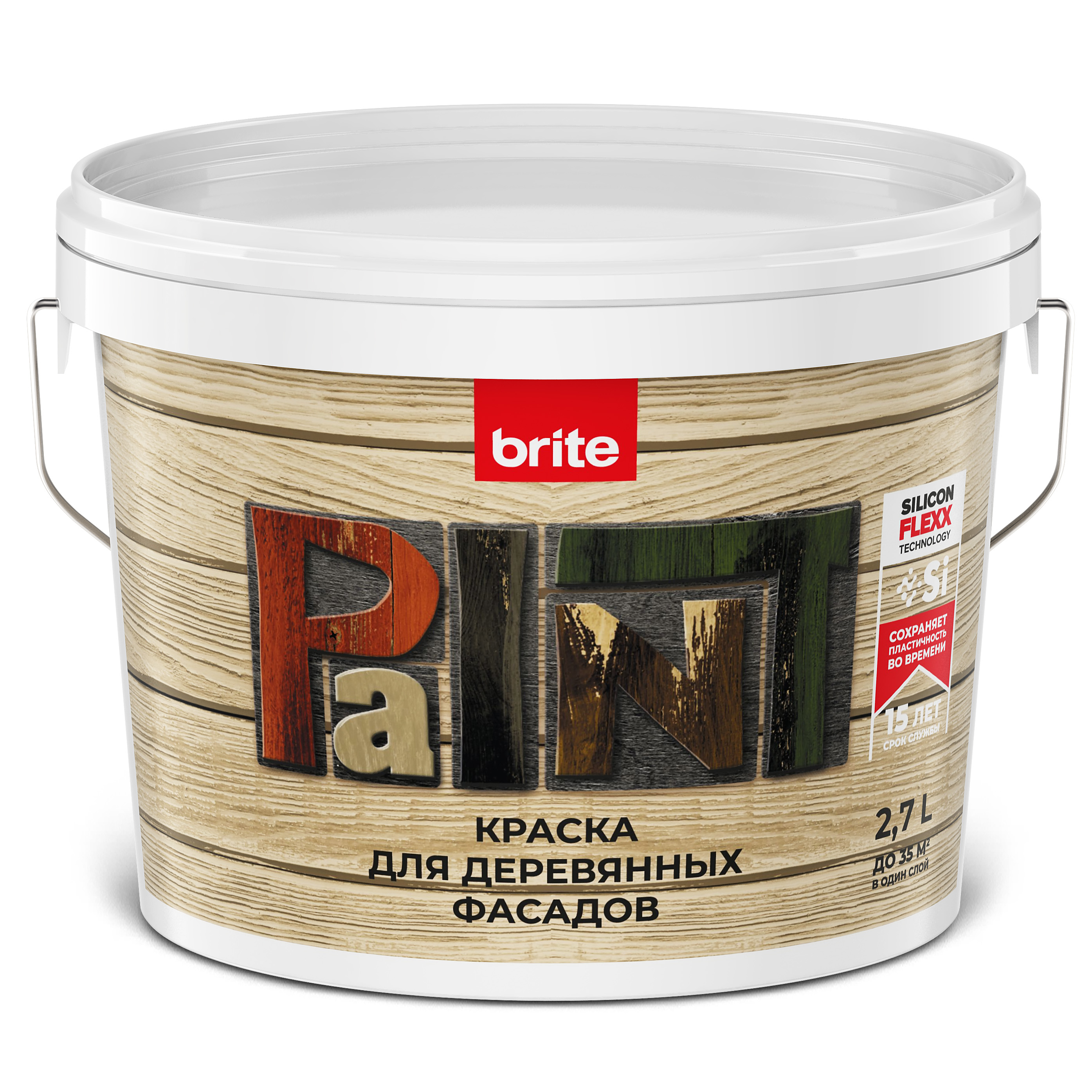Изображение товара Краска BRITE FLEXX для деревянных фасадов база С 2,7 л, атмосферостойкое покрытие