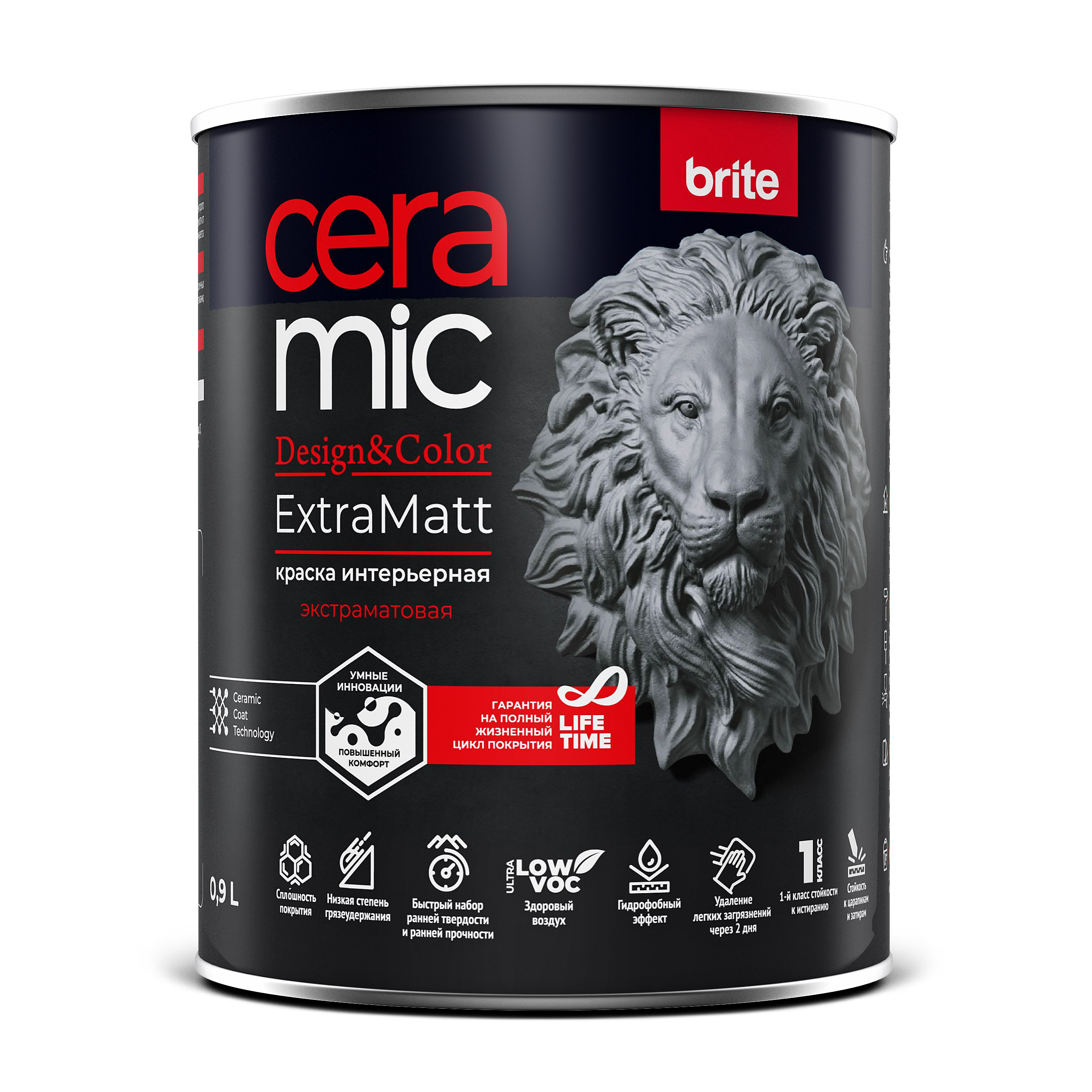 Изображение товара Акриловая краска BRITE CERAMIC ExtraMatt для влажных помещений, 0.9 л