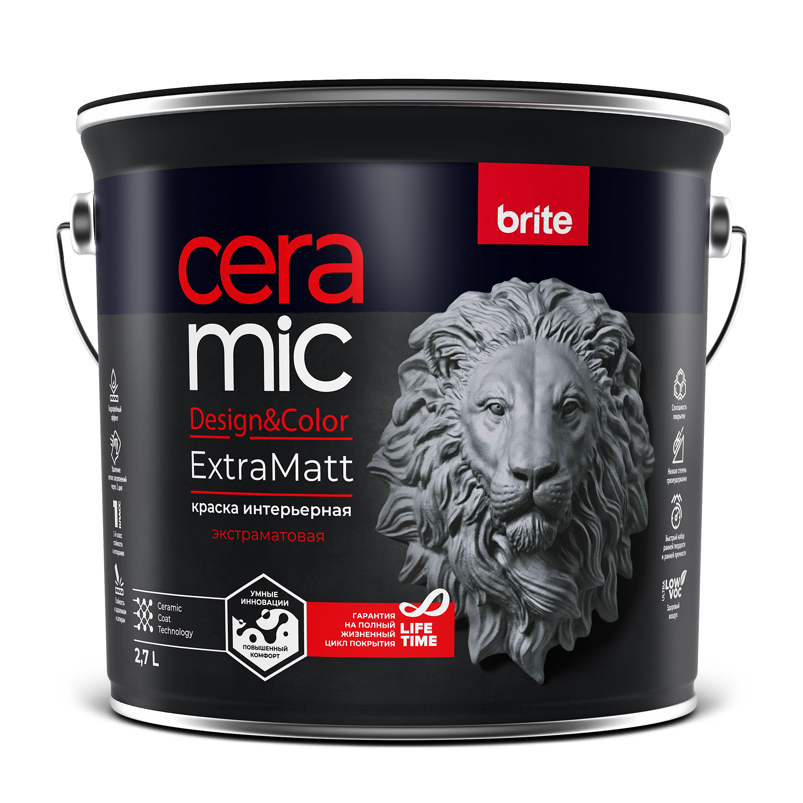 Изображение товара Краска BRITE CERAMIC ExtraMatt для влажных помещений 2,7 л