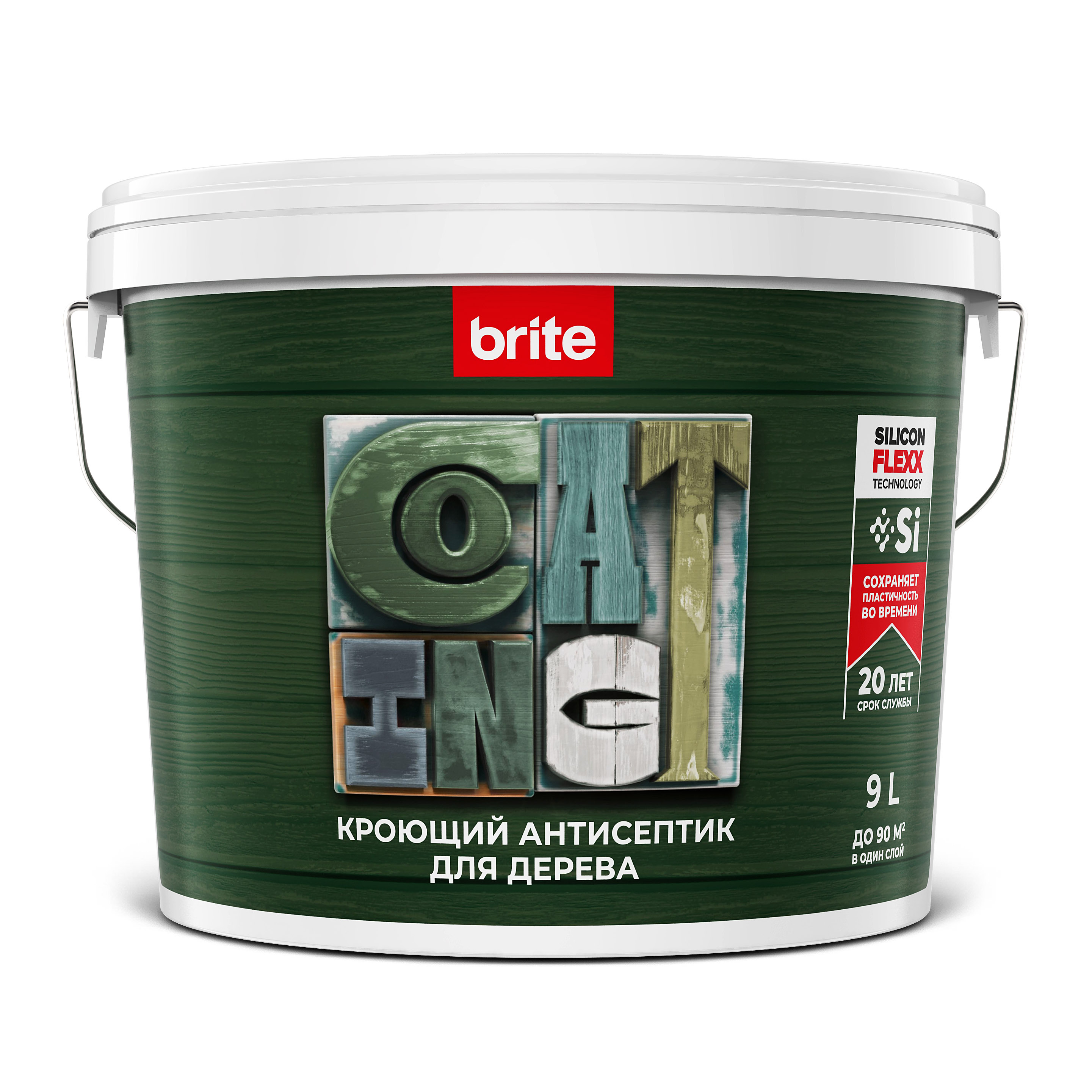 Изображение товара Антисептик BRITE FLEXX кроющий база С для древесины, ведро 9 л