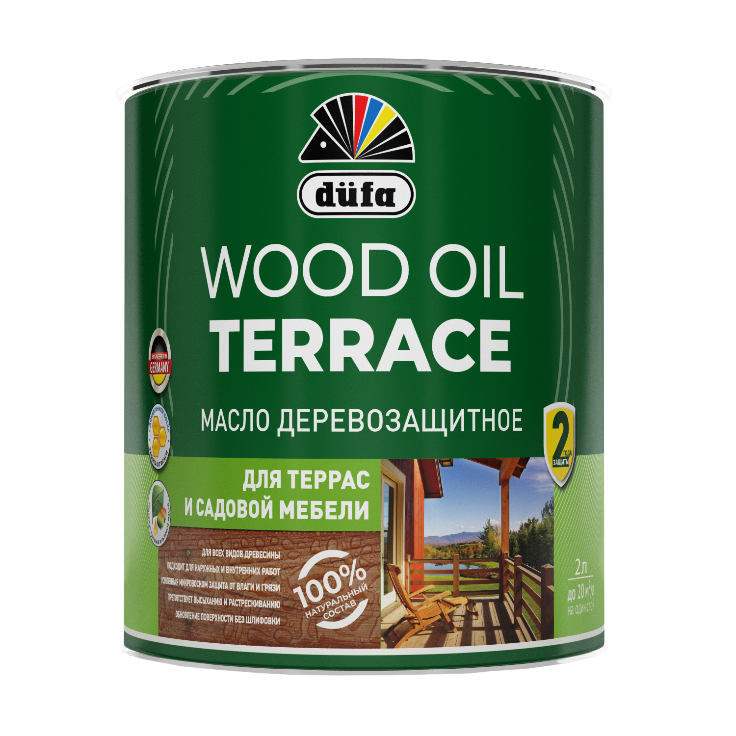 Изображение товара Масло Dufa Wood Oil Terrasse для террас и мебели орех 2 л
