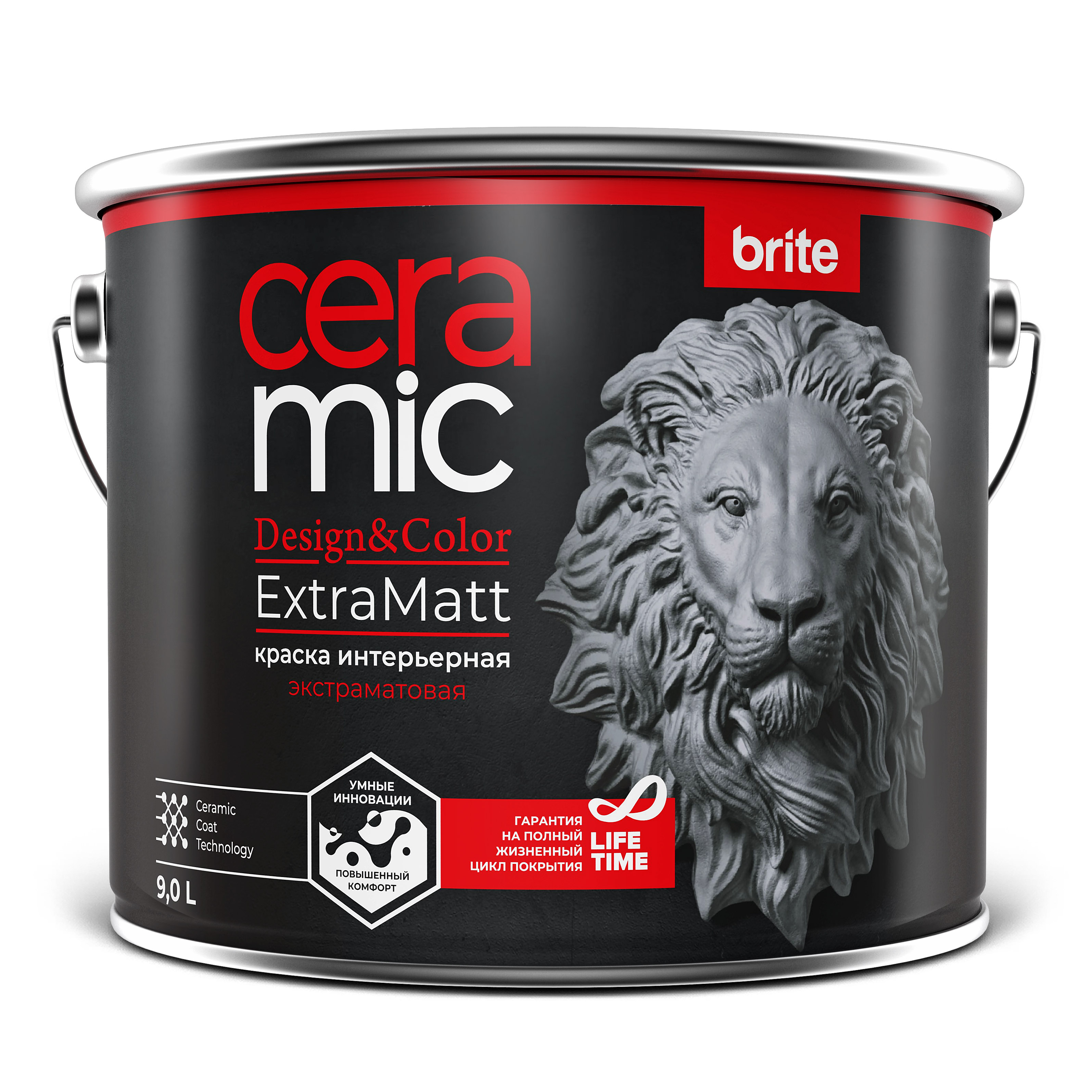Изображение товара Краска BRITE CERAMIC ExtraMatt для интенсивно используемых помещений 9 л белая акриловая