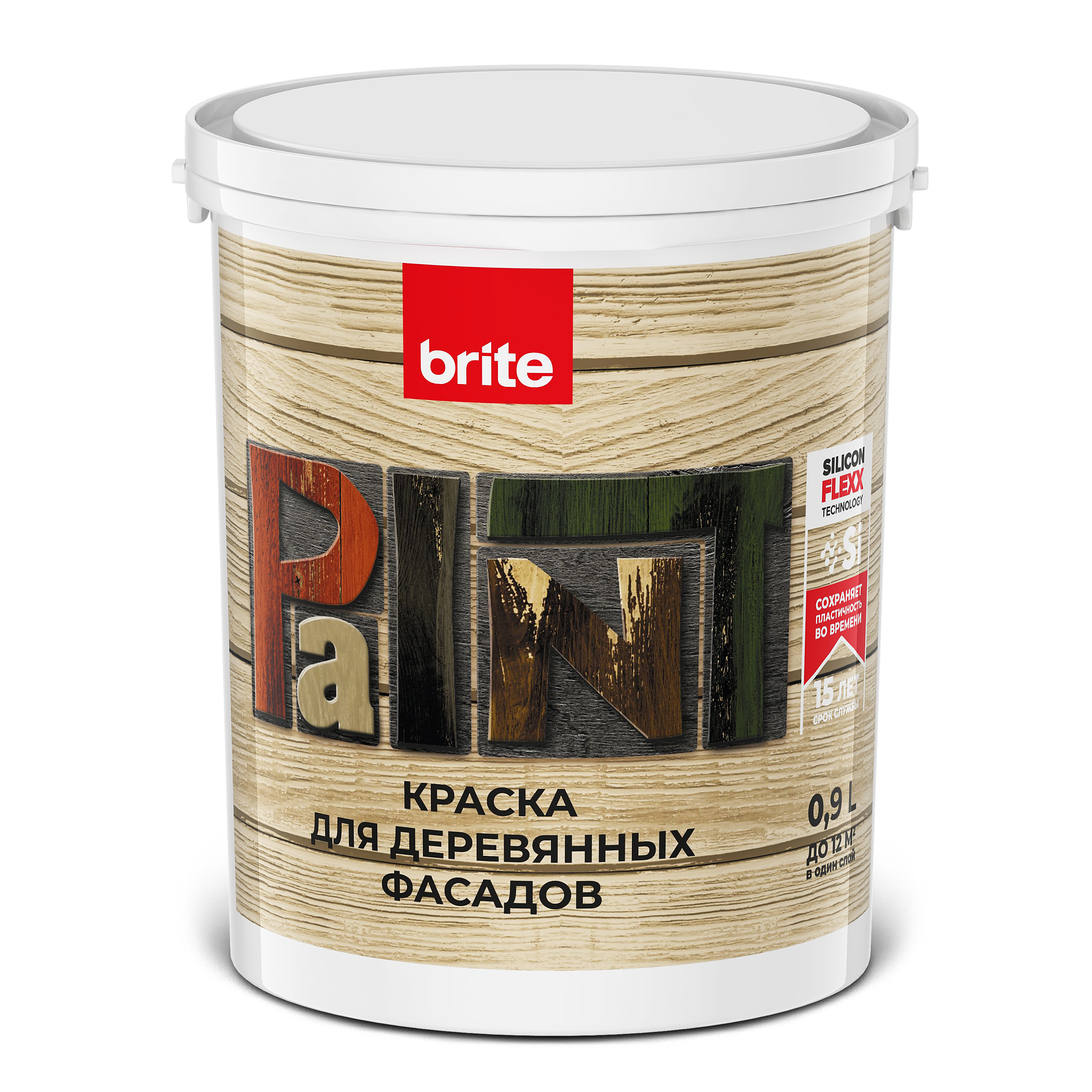 Изображение товара Краска BRITE FLEXX для деревянных фасадов белая, 0.9 л, атмосферостойкая и экологичная