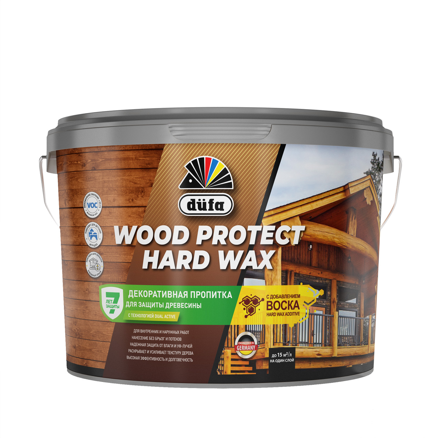 Изображение товара Пропитка Dufa Wood Protect Hard Wax для дерева 9л защита и декор