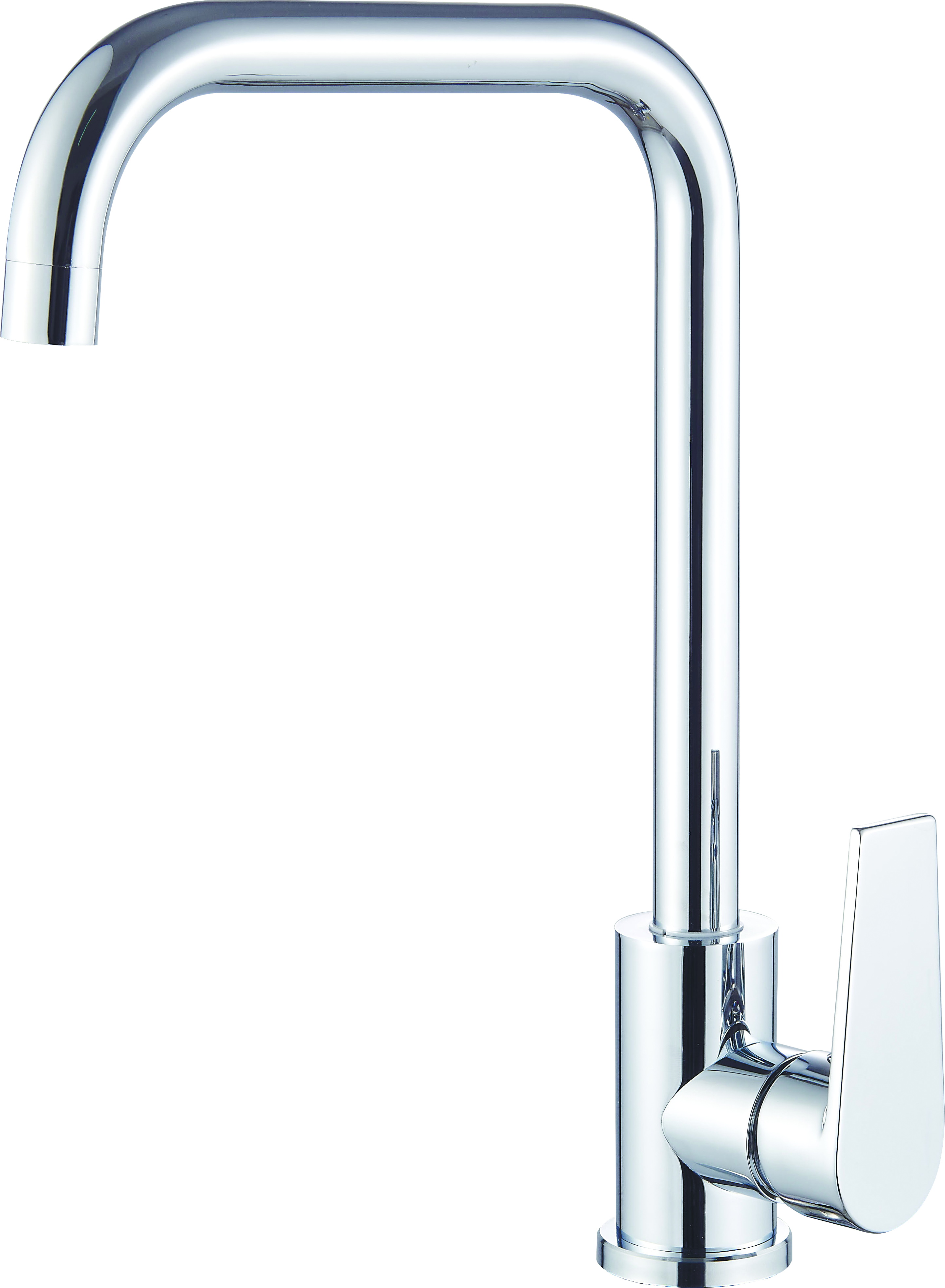 Изображение товара Смеситель для кухонной мойки FRIGAT 35-08 высокий поворотный излив, нерж. сталь, хром