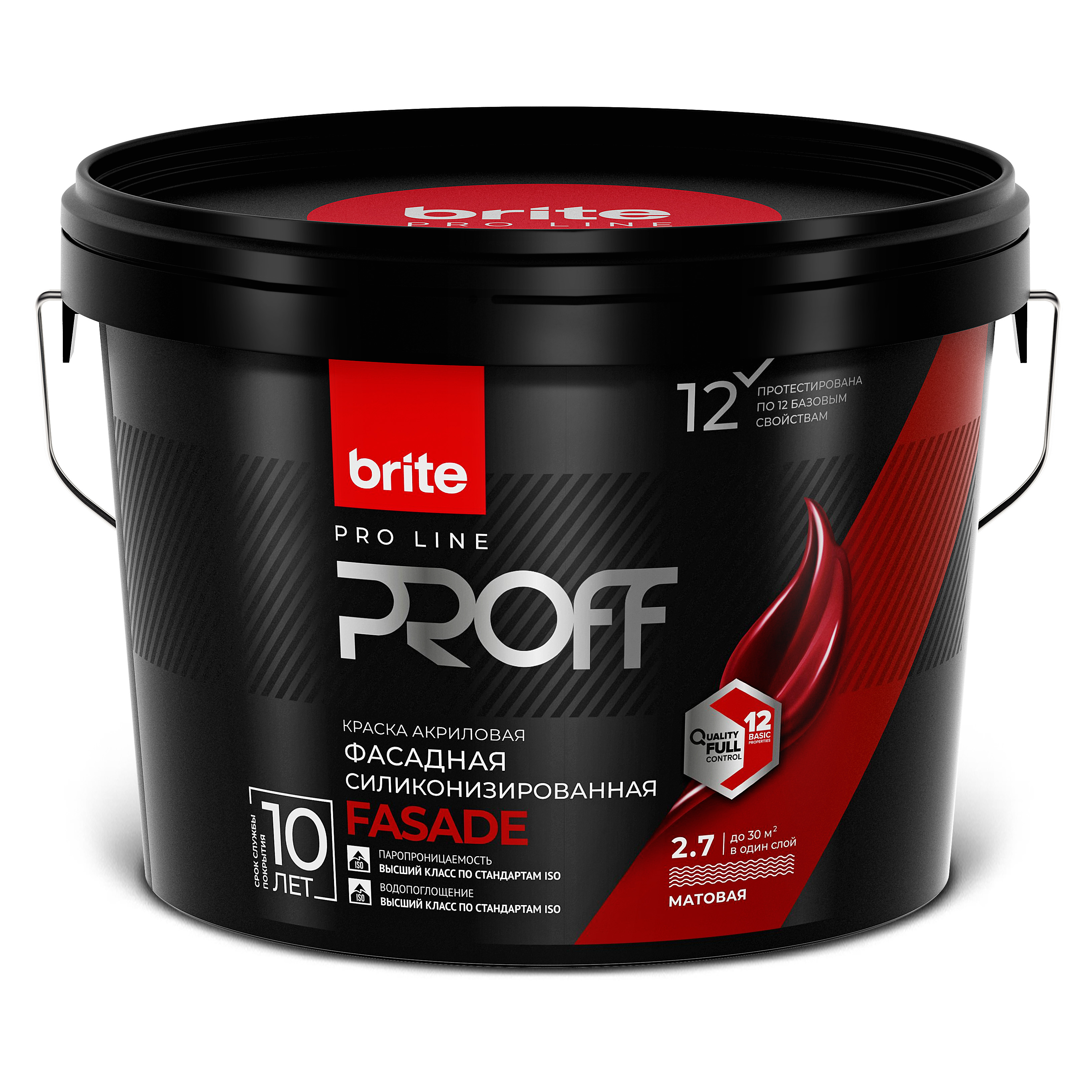 Изображение товара Фасадная силиконизированная акриловая краска Brite Proff, матовая 2,7л