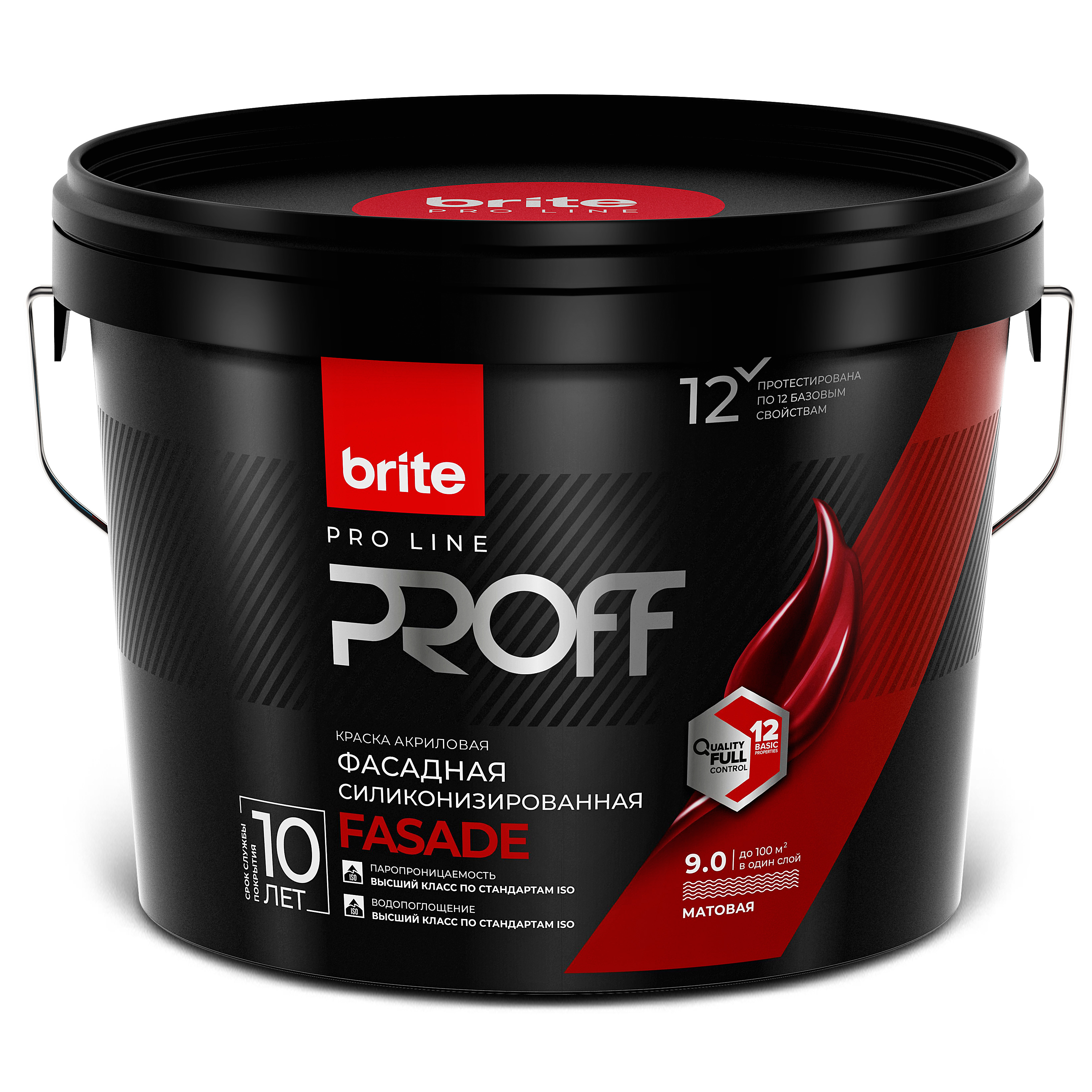 Изображение товара Краска Brite Proff фасадная силиконизированная акриловая матовая база С 9л