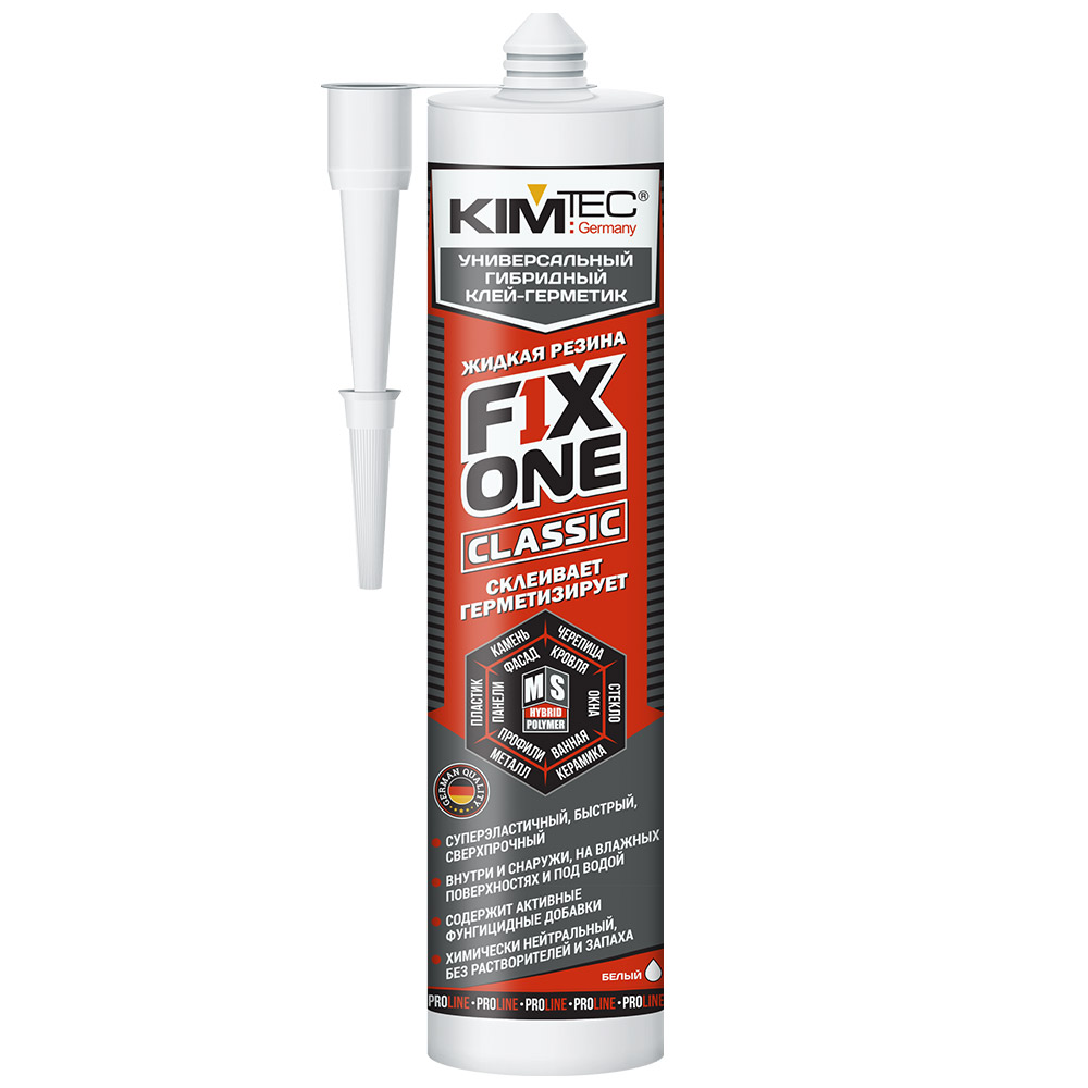 Изображение товара Клей-герметик на основе MS «KIM TEC» FIX ONE, белый, 290 мл, универсальный и стойкий