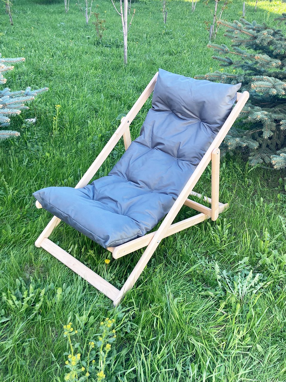 Изображение товара Садовое кресло-шезлонг Симфония  тканевое 120х60х80 см серое