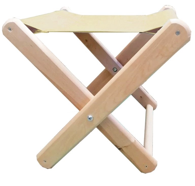 Изображение товара Табурет складной деревянный/тканевый складной, цвет сидушки бежевый