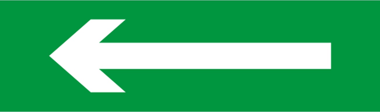 Изображение товара Сменное табло для охранно-пожарных светильников - зеленый фон «Стрелка налево»