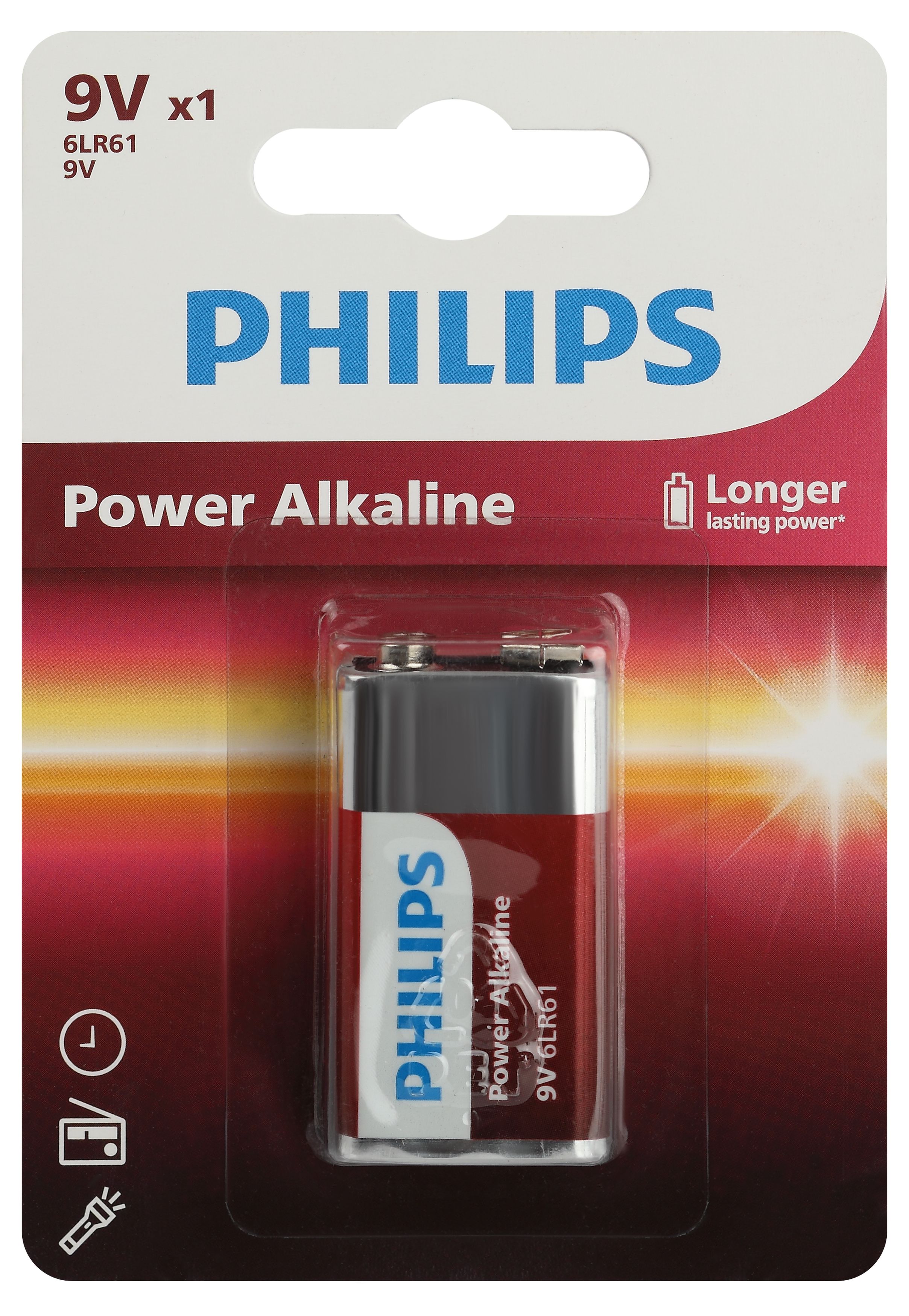 Батарейки Philips Батарейка Philips Power крона 6LR61/9V-1BL алкалиновая 9V 1 шт