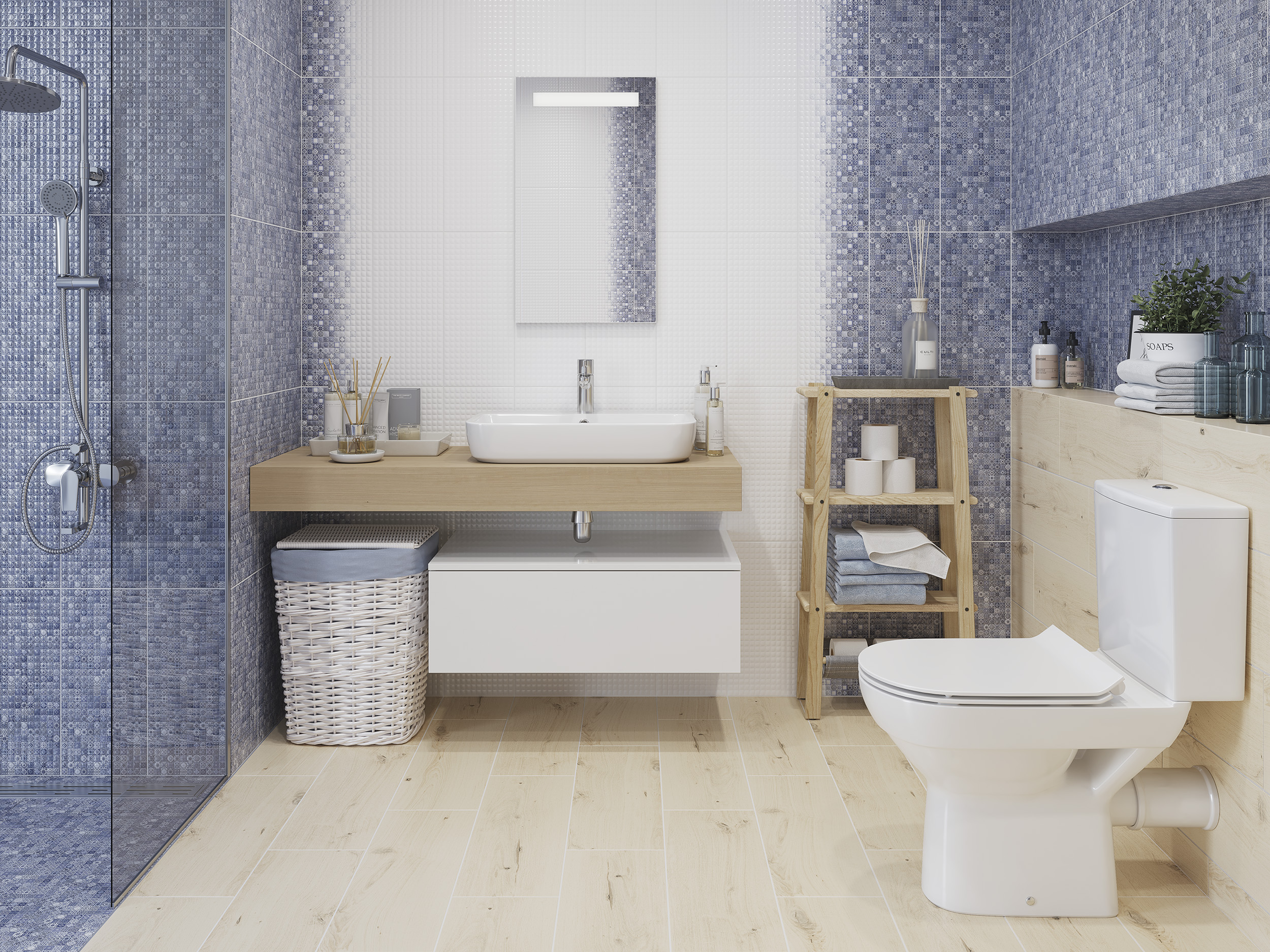 Изображение товара Плитка Cersanit Hammam голубой рельеф 20X44 см 1,144 м²