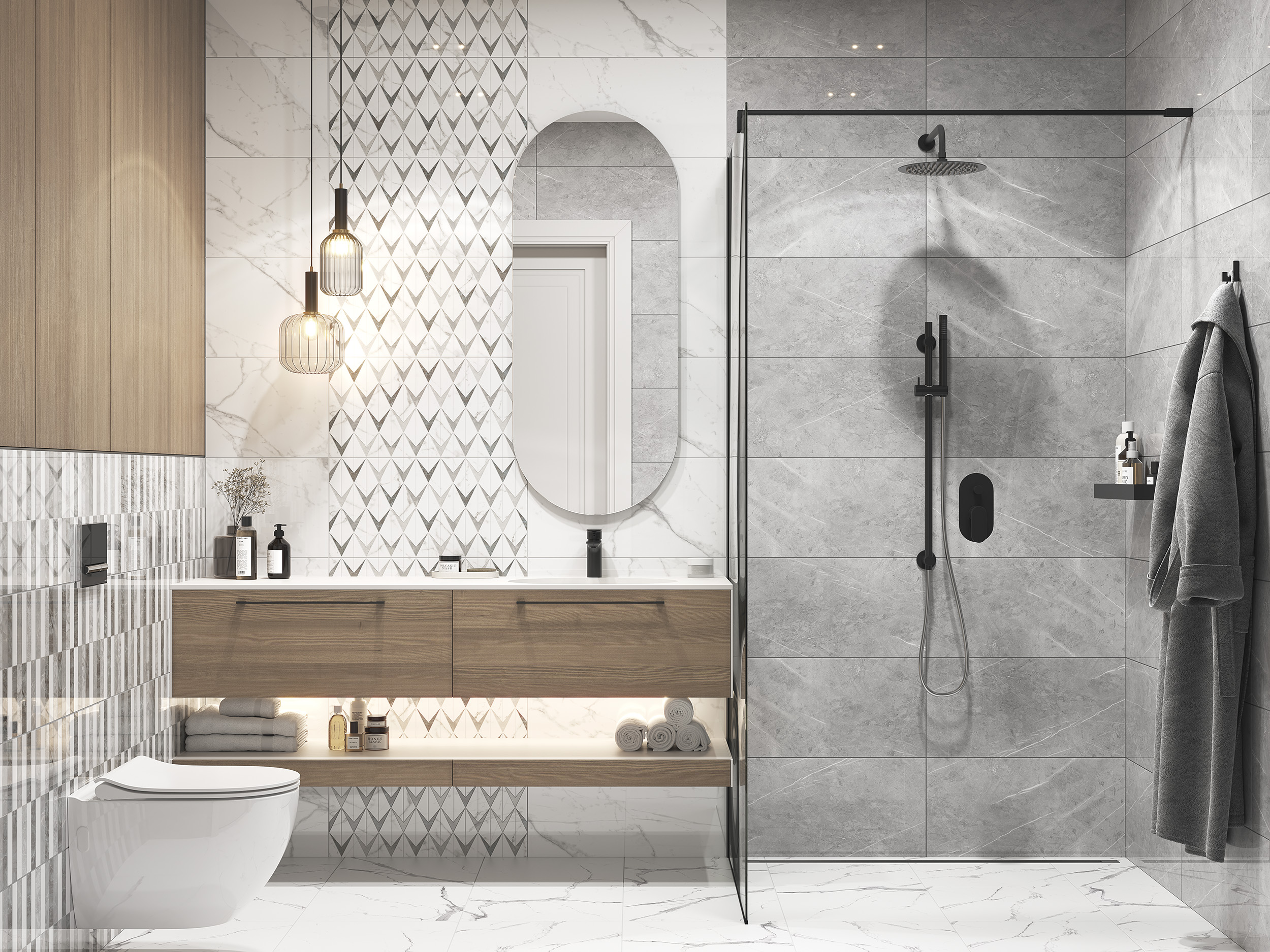 Изображение товара Плитка Cersanit Marmo серый 29,8X59,8 см для ванной современный дизайн